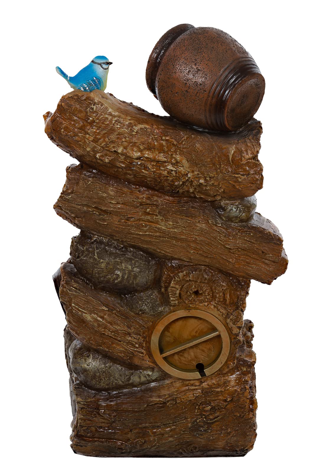 Zimmerbrunnen mit LED Leuchten, 76cm hoch Springbrunnen für Innen und Außen in verschiedenen Designs, Frosch, Elfe, Kinder, Krüge (Brunnen 20 Vogel)