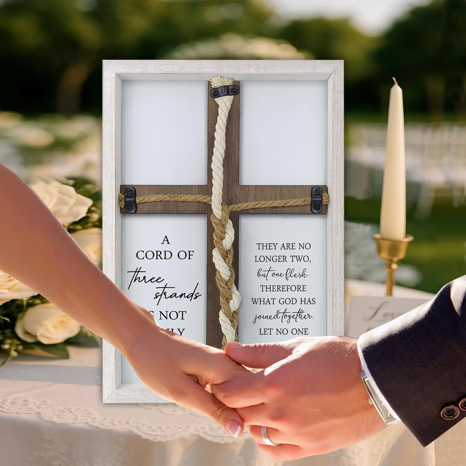 Hochzeitsschild "A Cord of Three Stränge", 38,1 x 25,4 cm, Weiß