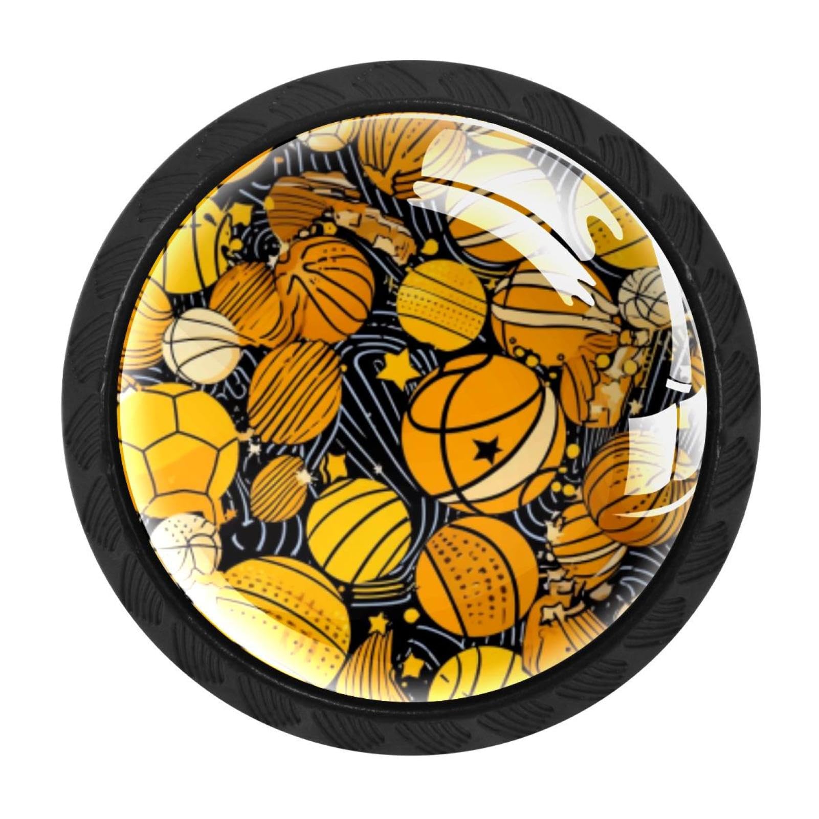Chenzzzz Multicolored 16 4 Pieces Basketball Drawer Knobs, 35Mm Black Kitchen Cabinet Knobs, Drawer Pulls And Knobs, Glass Cabinet Hardware Single Hole Knob For Cabinets And Drawers Round