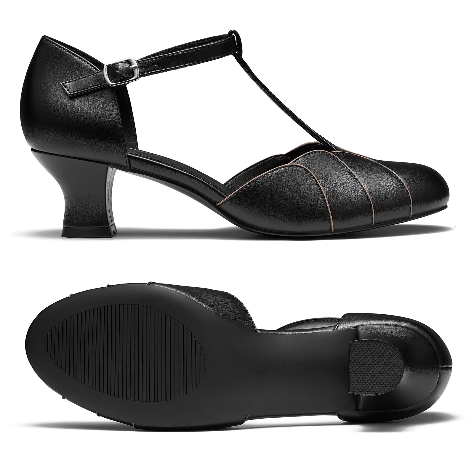 YESSA Character Shoes 2" Dance Shoes for Women T-Strap 1920s Flapper Shoes for Ballroom Latin Salsa Folklorico Flamenco Tango Swing Wedding