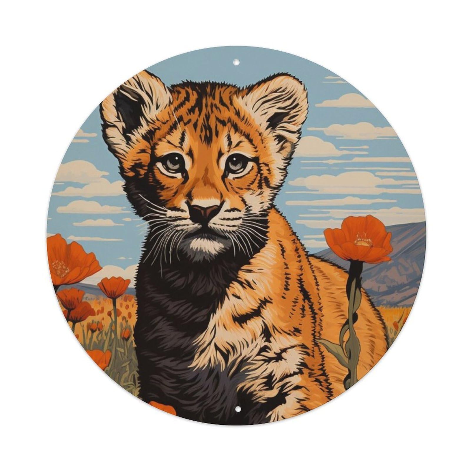 Animal Art Tiger Cub Metal Tin Sign