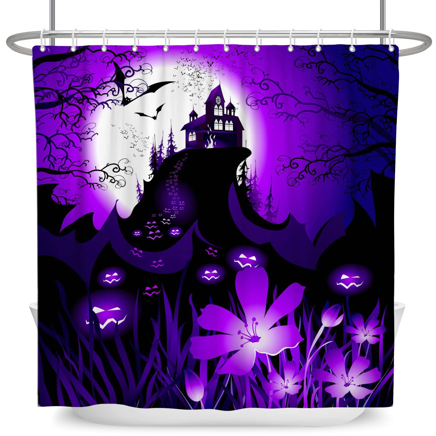 Yadshoti Halloween Duschvorhang – Skelett-Paar Design, Polyester, 178x178 Cm, Mit Haken