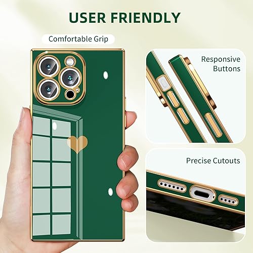 Miniatura 4 de Tzomsze - Funda para iPhone 12 Pro Max (6.7in), diseño cuadrado de lujo, funda de silicona de TPU con protección completa de las lentes de la