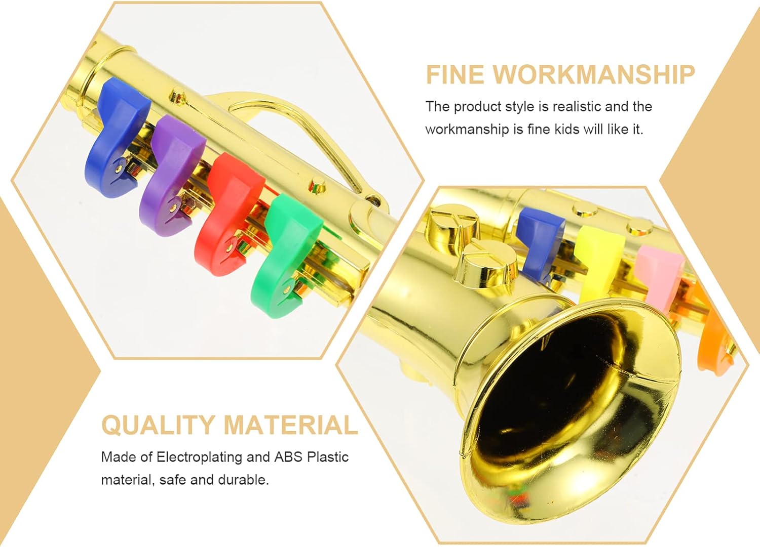 generic Kids Saxophone Toy Saxophone Model Copper Gilded Instrument Ornaments Musical Wind Instruments Home Craft Decorations : Toys & Games
