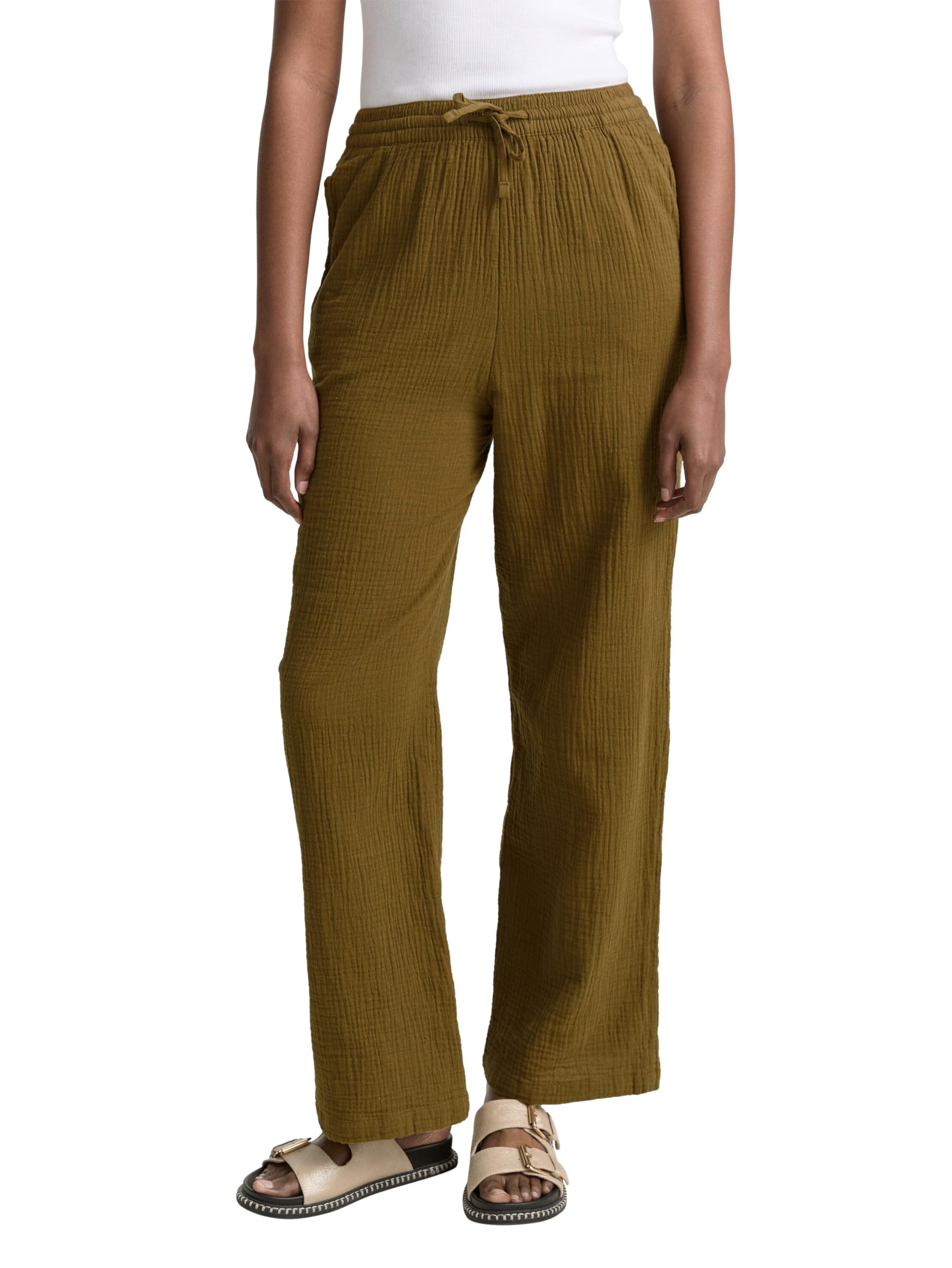 Tom Tailor Denim Damen Basic Musselin Straight Hose