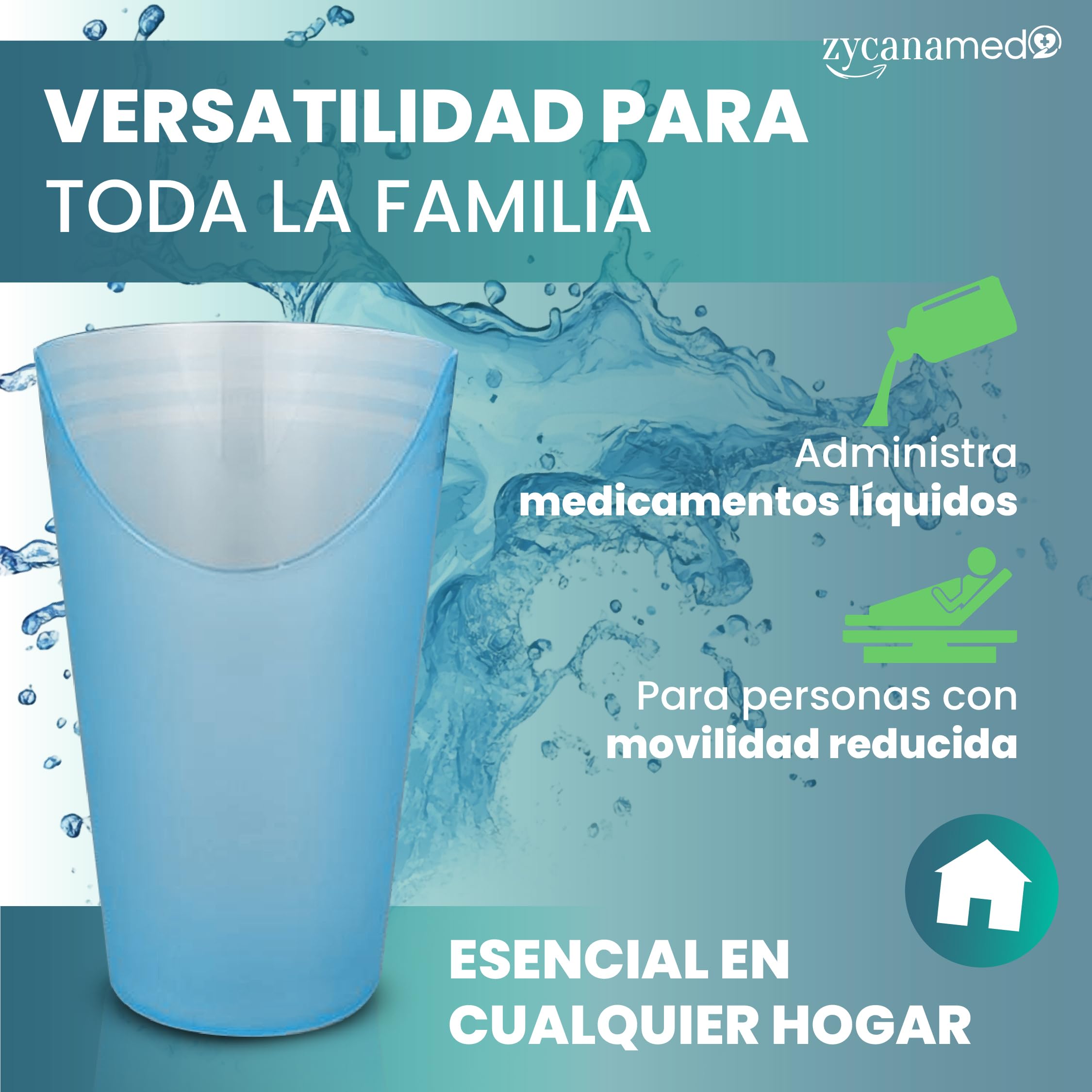 ZYCANAMED Vaso Disfagia Recortado Con Hueco Para nariz escotado Anti Atragantamiento Vaso Ortopédico Para Discapacitados - 2 Unidades (Polipropileno (PP) (Vasos) — view 3