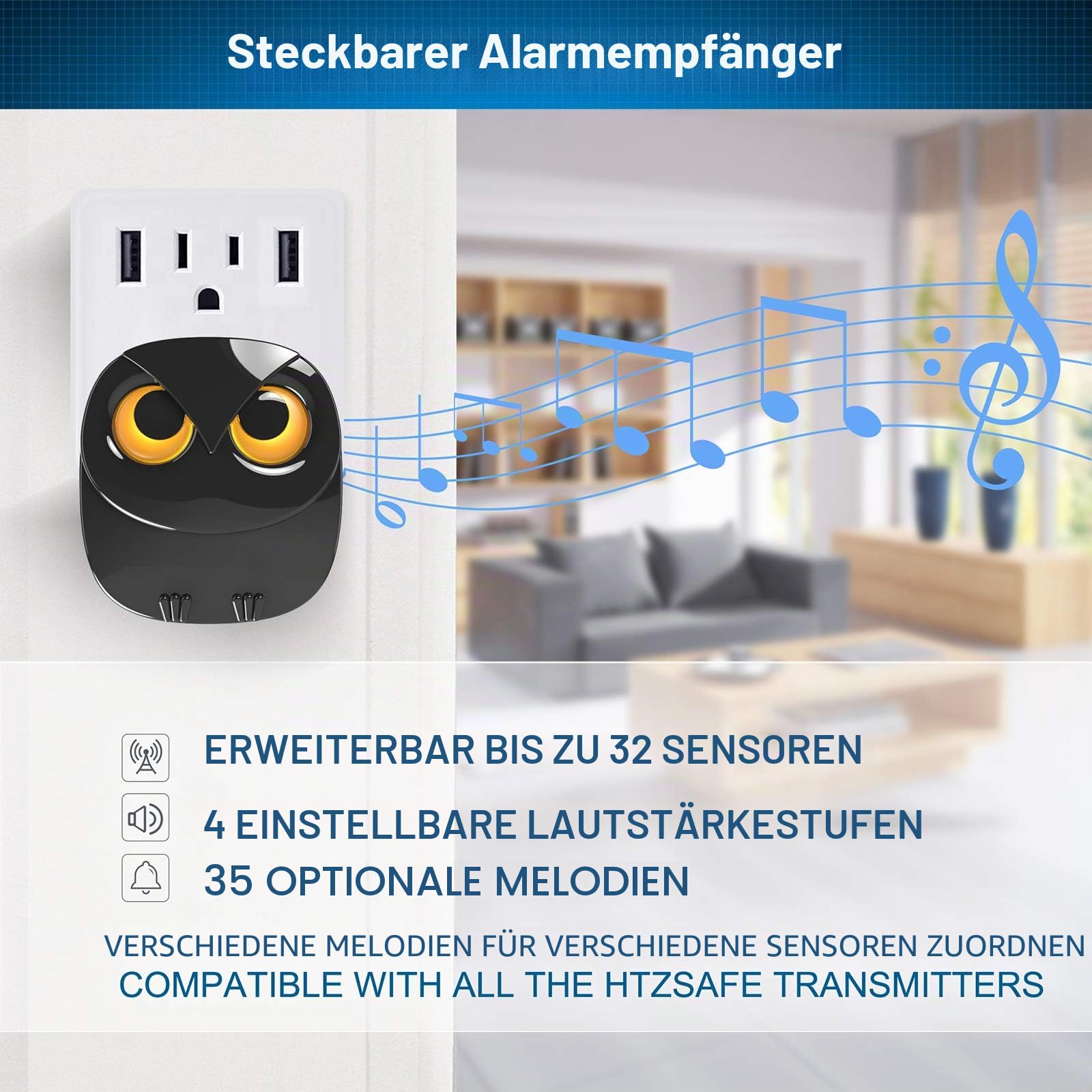 800m Reichweite drahtloses Einfahrtsalarmsystem - Bewegungssensor & Detektor-Home & Office DIY Sicherheitsalarmsystem- Überwachen & Schützen von Outdoor/Indoor Eigentum- 1 Empfänger und 2 Sensoren