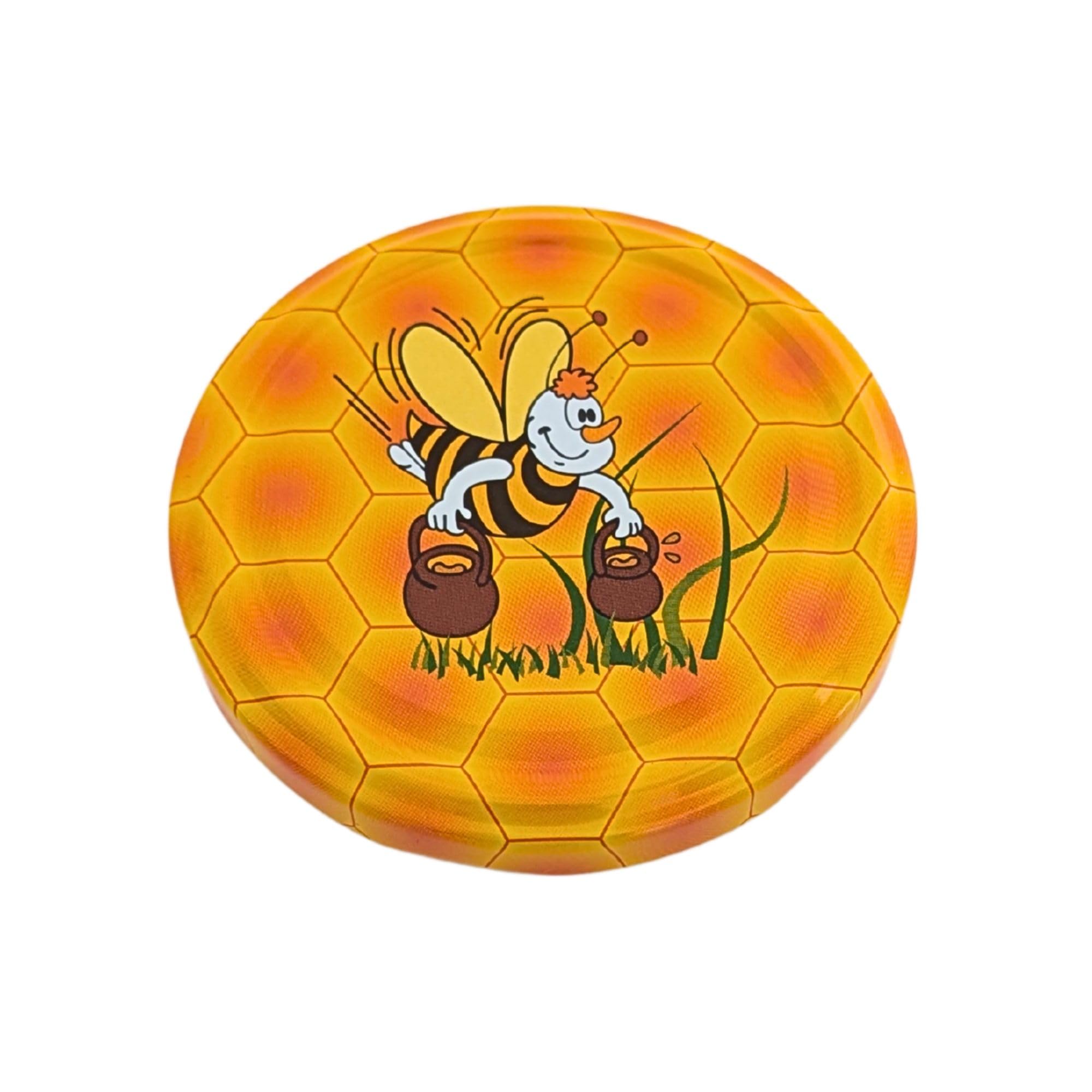 60x Twist Off Honigglas Schraubglas 500g Imkerhonig Rundglas Gläser für Honig Deckel Biene wabe