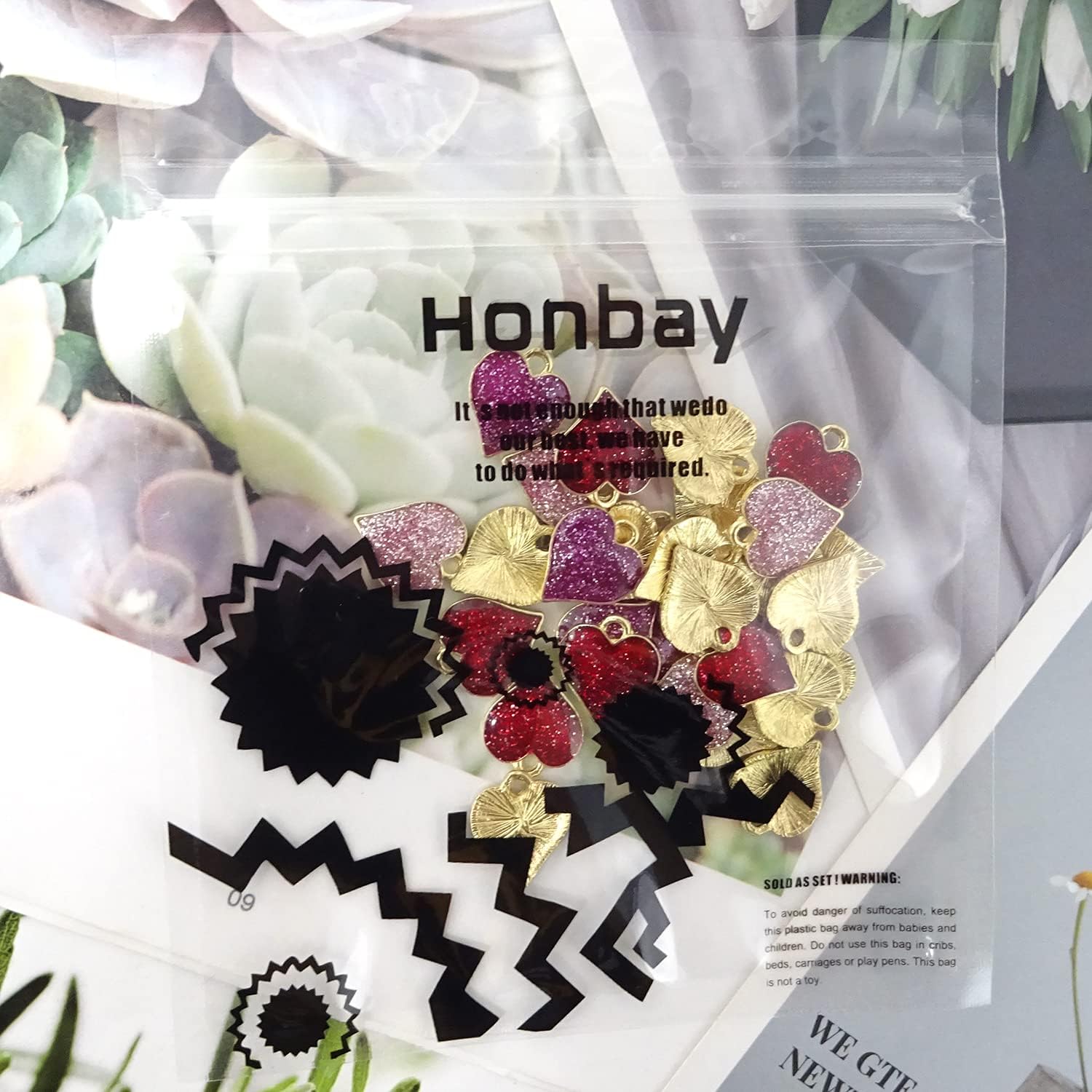 Honbay 30PCS Alloy Enamel Heart Charms Pendant Glitter Valentine's Day Heart Shape Pendants for Jewelry Earring Bracelet Necklace Making (3 Color) - Image 7