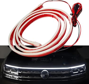 1 Pcs Exterior Car Led Strip Lights,Flexible 59 Inches Car Led Hood Light Strip,Fits For Cars Suvs Trucks White
