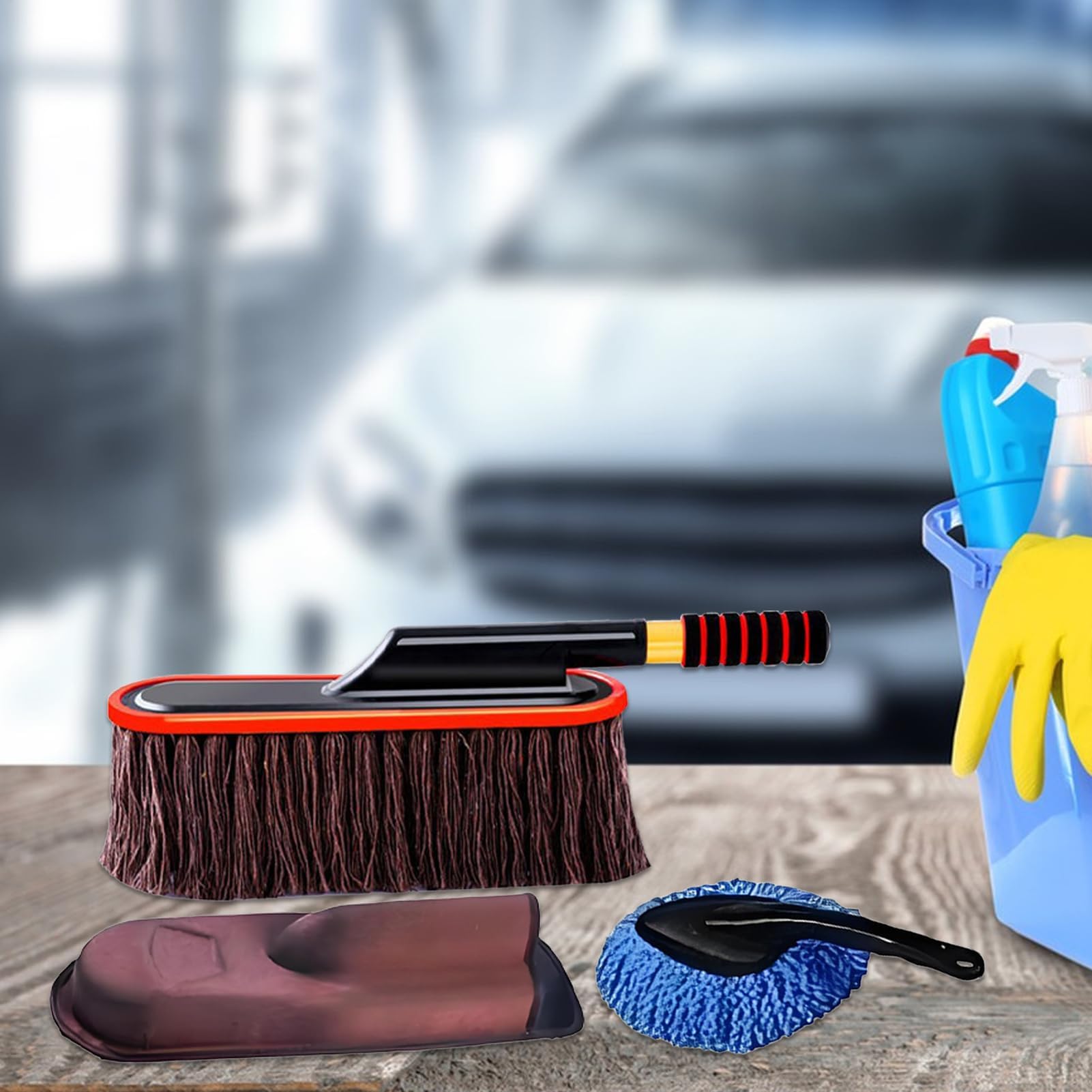 Plumero de coche para quitar el polvo, removedor de polvo de coche, cepillo de limpieza de pulido, cepillo de limpieza de automóviles, cepillo de limpieza de polvo de cerdas suaves para cuidado y