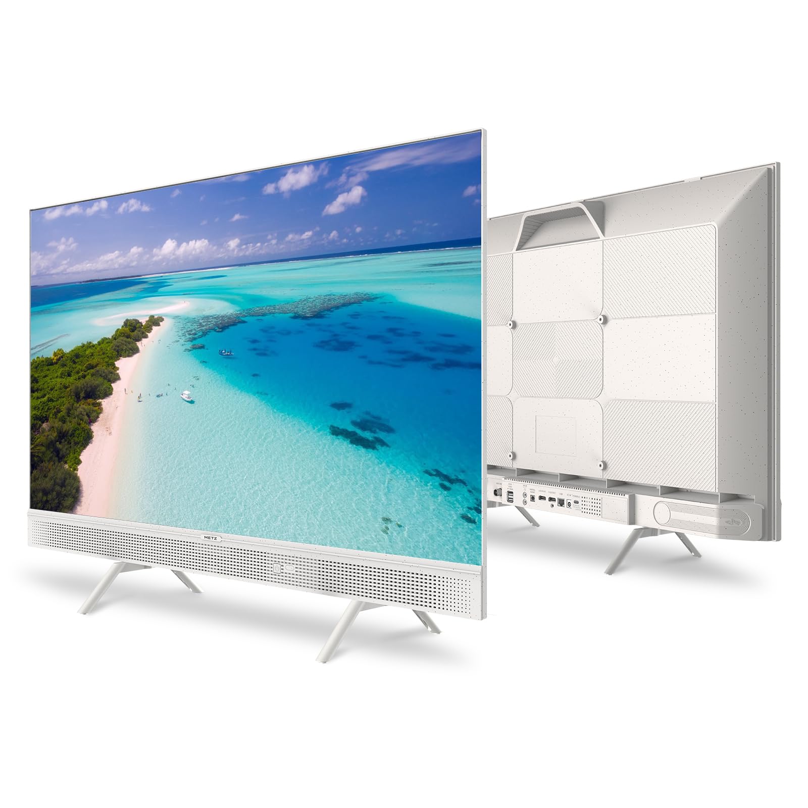 Metz 32 Pollici Smart TV QLED, 32MQE7100Z Televisione Portatile, Power-C (Compatibile con Power Bank), HDR10, dbx-TV, Dolby Audio, Chromecast, Controllo Vocale,Tuner DVB-T/T2/C/S/S2/Analogico