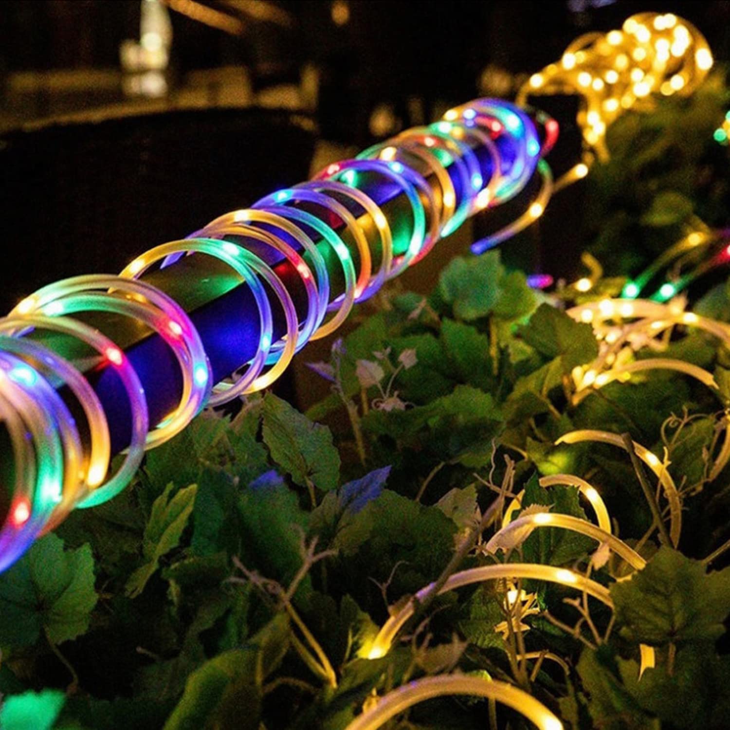 Guirnalda de luces solares para exteriores, 16.5 pies, 50 luces LED, impermeable, alambre de cobre, luces de hadas para jardín, valla, patio, Navidad, boda, fiesta (multicolor) 6