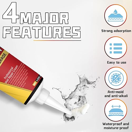 Miniatura 3 de Kit de reparación de parches de paneles de yeso con raspador, agente reparador de pared blanca con 2 piezas de paneles de yeso de aluminio (2