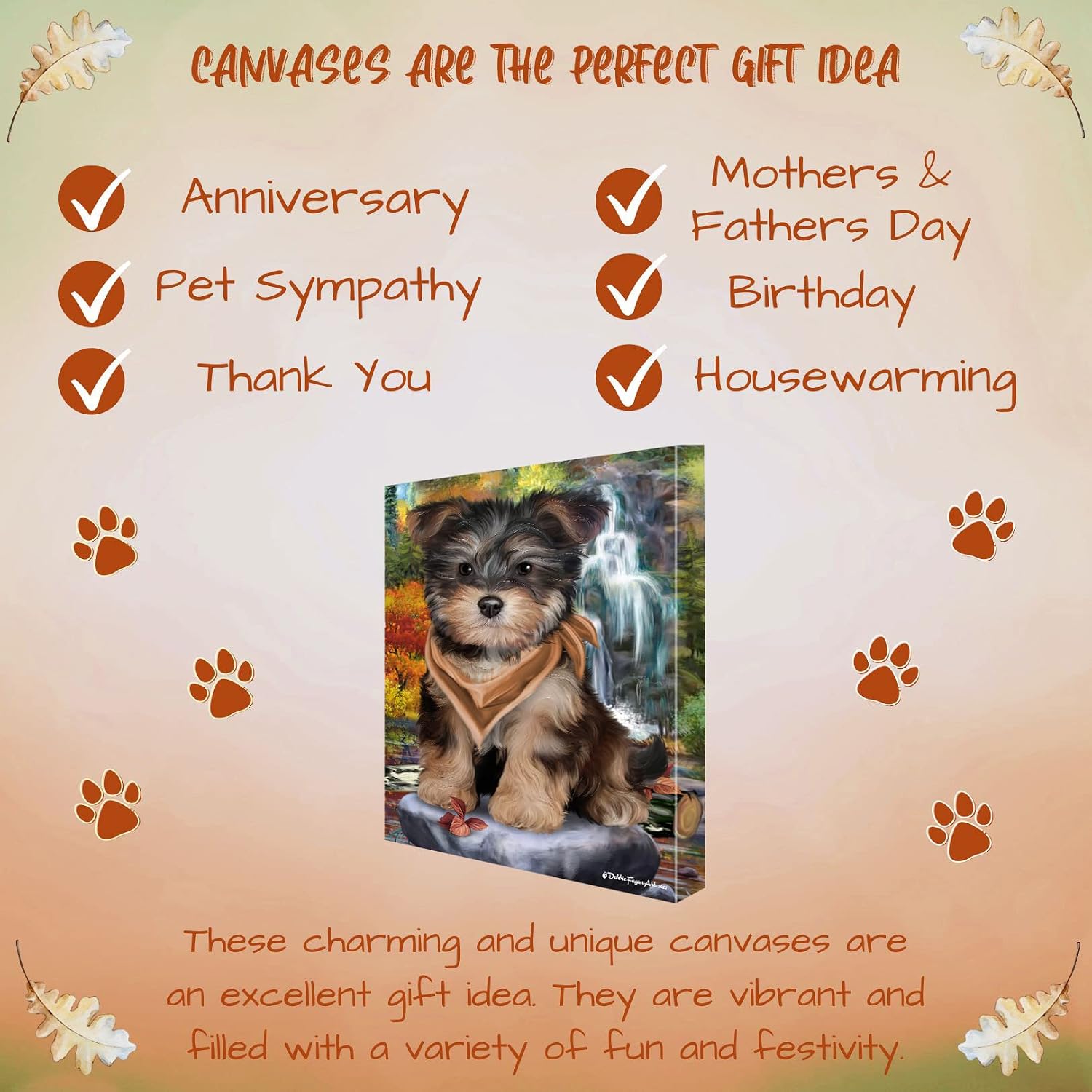 Doggie of the Day Scenic Waterfall Yorkipoo Dog Canvas Wall Art - Premium Quality Ready to Hang Room Decor Wall Art Canvas - Unique Animal Printed Digital Painting for Decoration, 12"x12" - CVSP90796