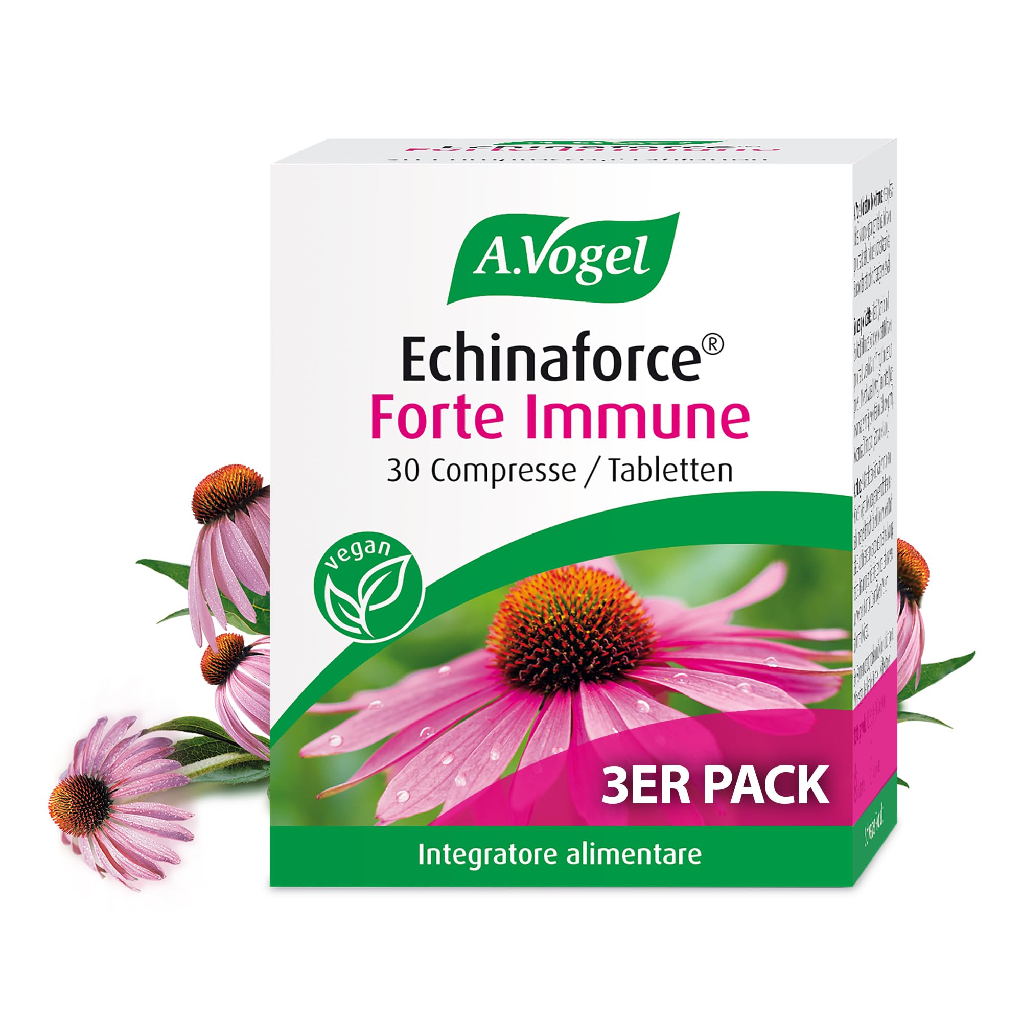 A.Vogel Echinaforce Forte Immune Tabletten 3 x 30 Stück, Immunsystem und Abwehrkraft, Nahrungsergänzungsmittel aus Echinacea Purpurea Extract, vegan, glutenfrei, laktosefrei