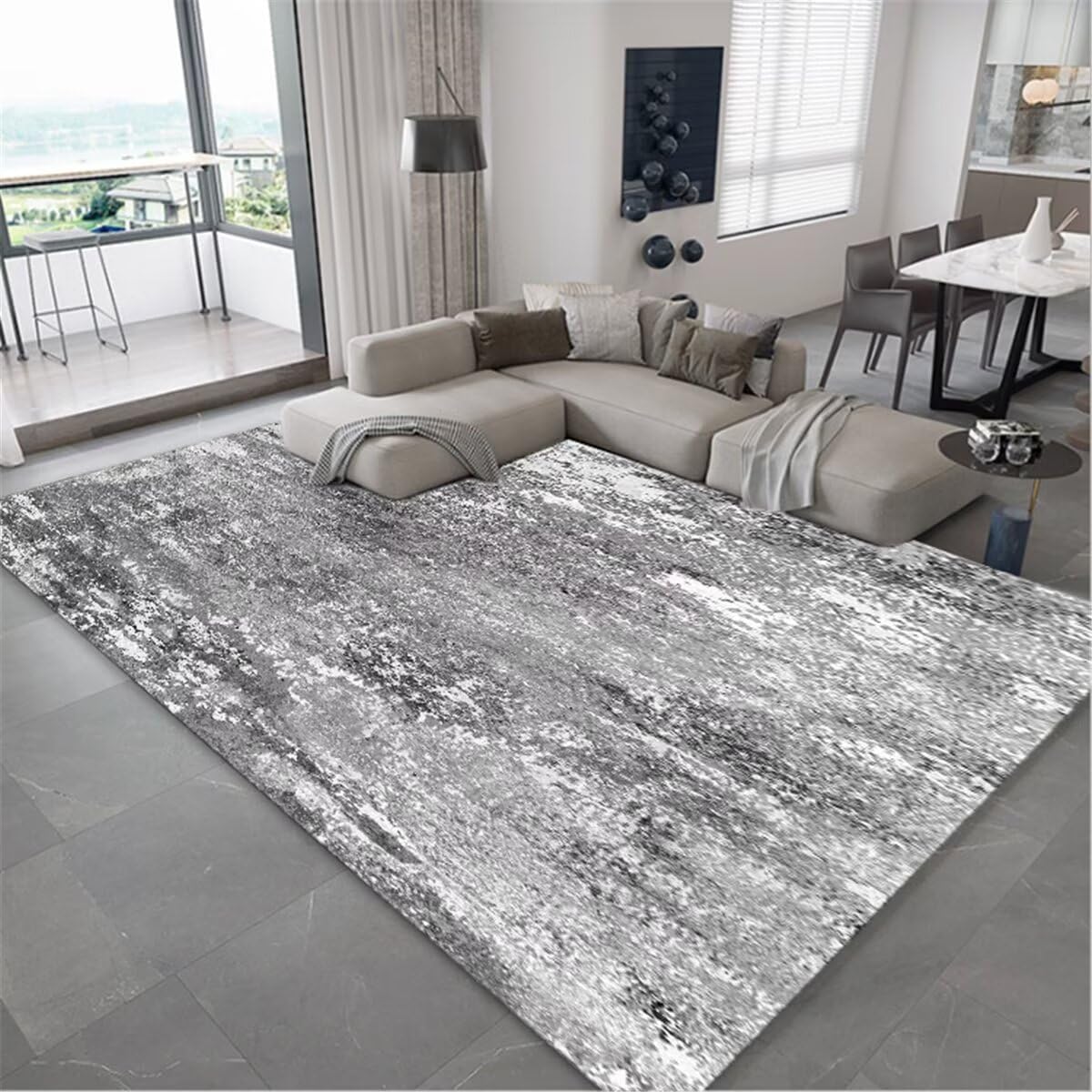 Tapis décoration intérieur maison en textile gris de qualité