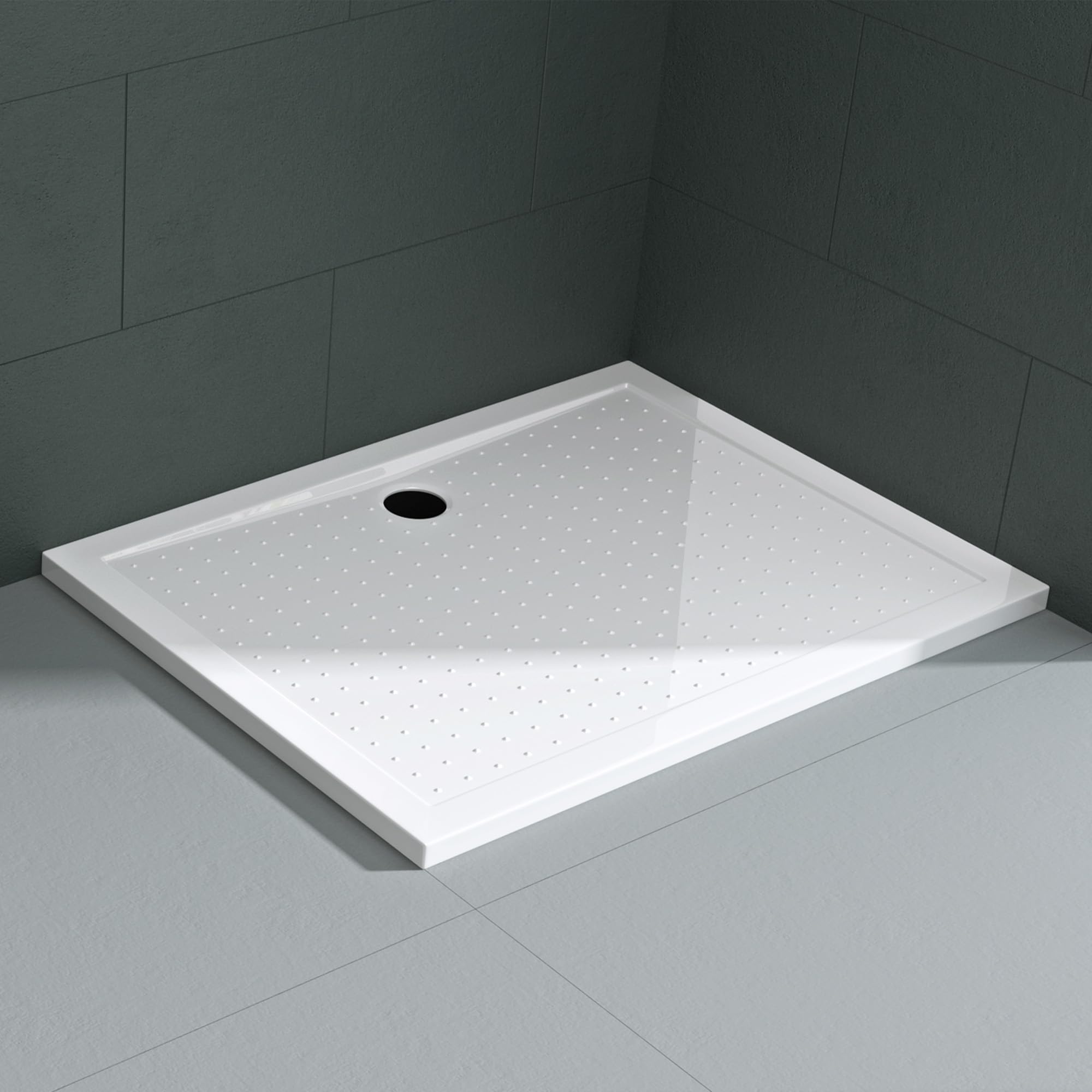 Mai & Mai Piatto Doccia Antiscivolo con Piletta 75x90x4cm, Rettangolare | Piatto Doccia Rettangolare Lucia02AR in Acrilico