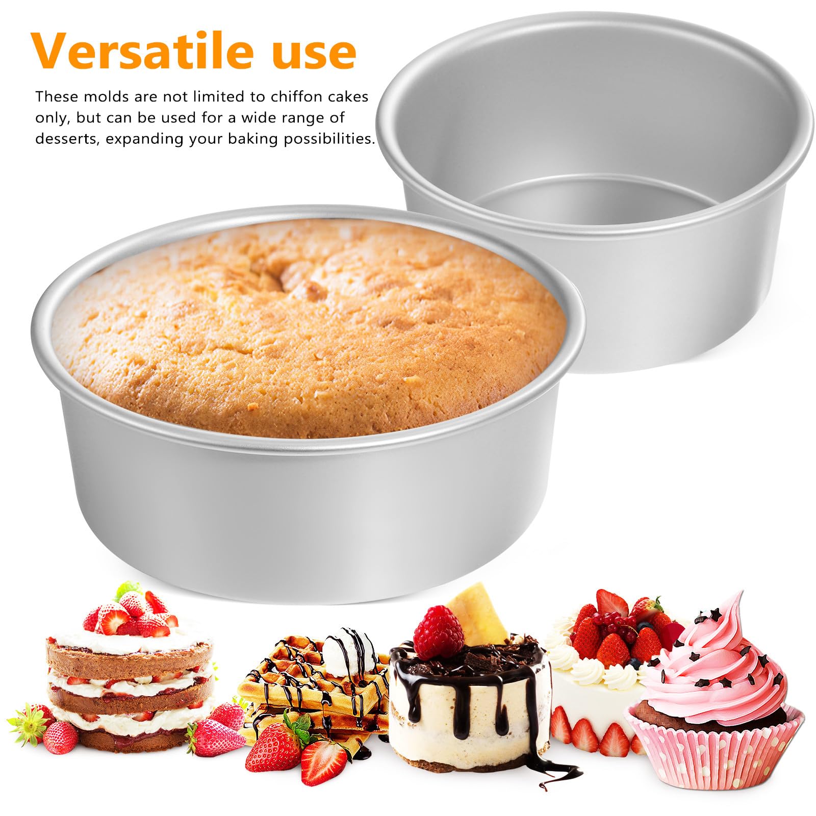 Housoutil Juego de 3 Moldes Redondos para Pasteles Base Fija Aluminio Alimentario Tamaños 10 CM 15 CM y 20 CM Antiadherentes para Hornear Utensilios de Repostería Hogar