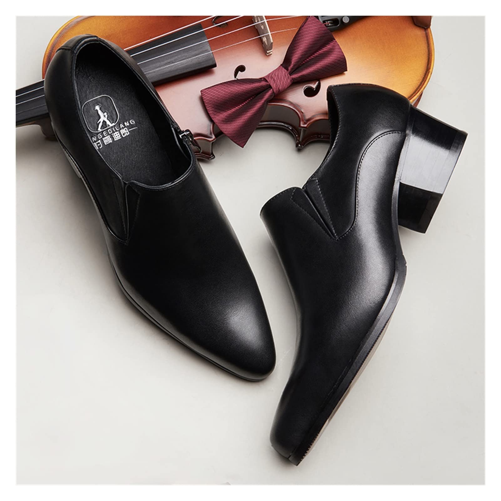 Amazon.co.jp: yxcue. 5cmかかとメンズドレスシューズ高級本革ダービー