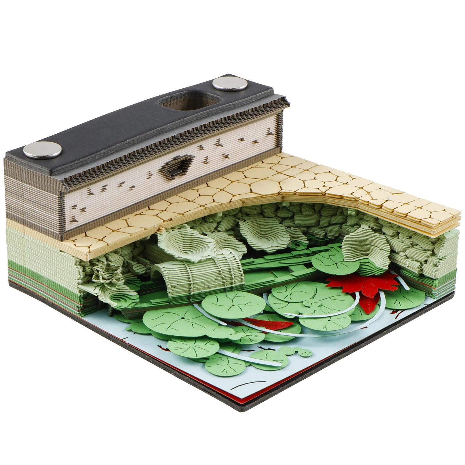 LZQHQYVF 3D Art Memo Pad, 3D Lotus Pond Paper Sculpture Art Memo Pad, Artistic Sticky Notes, Desktop Decoration, 120 Count
