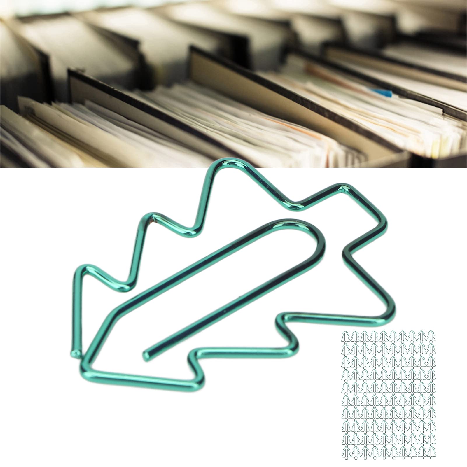100 Stück baumförmige Büroklammern, niedliche, einzigartige Metallklammern, leichte, tragbare Metall-Büroklammer für das Schulbüro