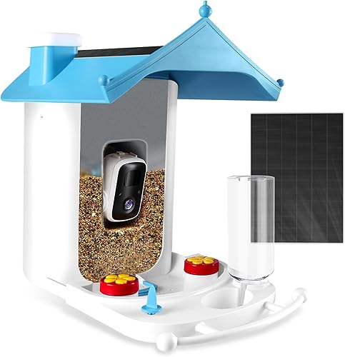 XINYA BAO Comedero inteligente para pájaros con cámara AI para identificar especies de aves, vista en vivo, observación de aves, captura automática