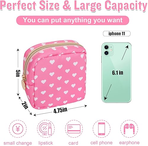 Miniatura 2 de izuzta Nylon Lager Pequeño Slim Mini Maquillaje Bolsa Organizador, Rosado Heart, Mini, Viajes