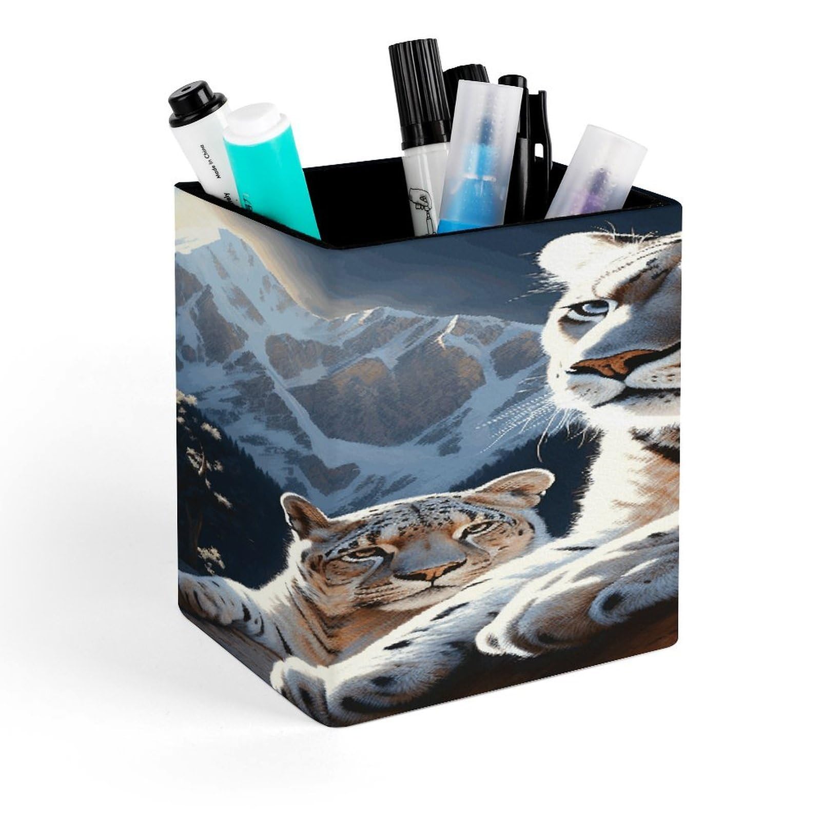 LZQPOEAS Mountain Lions Pen Holder Modern Design Desktop Stationery Organizer Simple&Modern Minimalist Makeup Organizer Multi-Functional Pencil Holder for Office Home