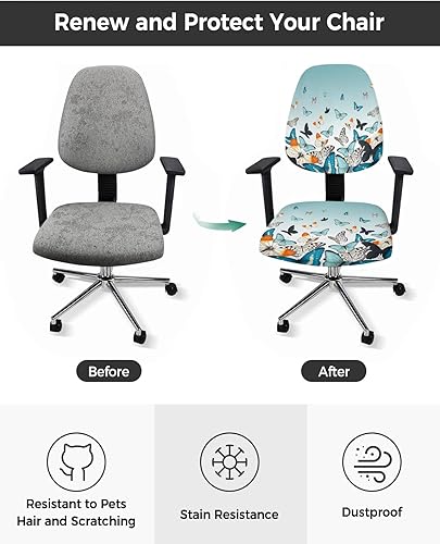 Miniatura 2 de Fundas para silla de oficina de 2 piezas, fundas elásticas para silla de computadora, fundas universales giratorias para sillas de escritorio,