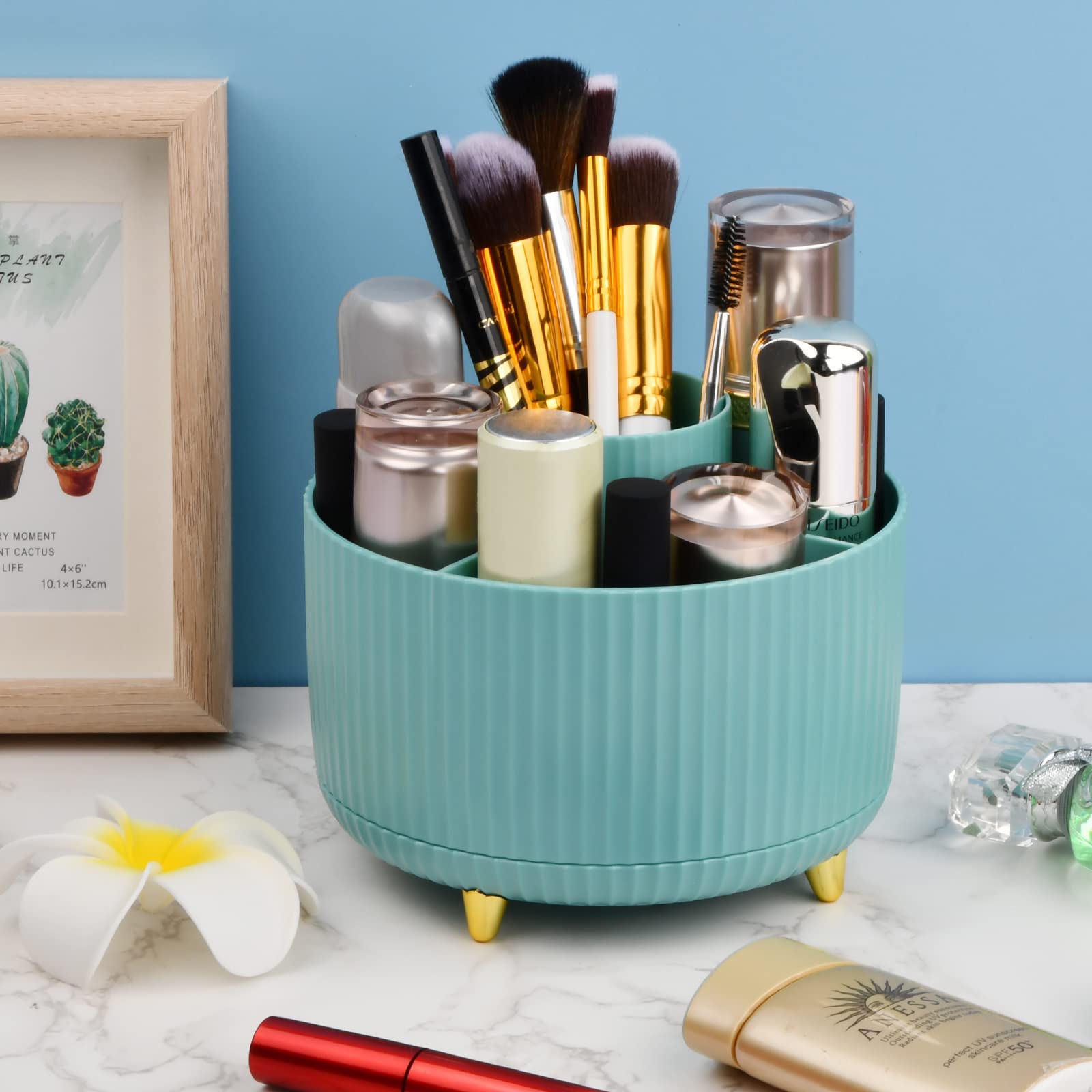 Organisateur Bureau Rotatif AMZMUKAUP - 5 Compartiments Pour Fournitures Ou Maquillage