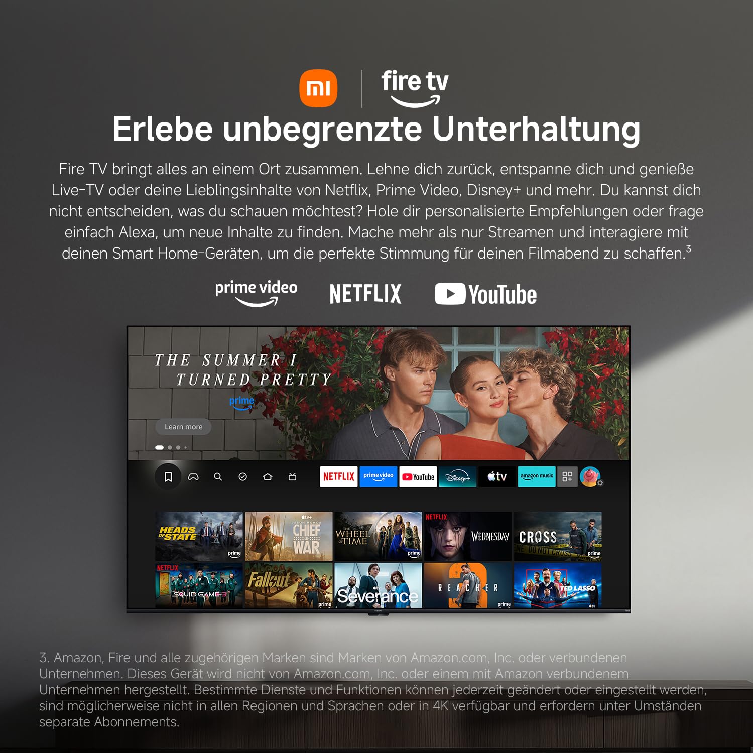 XIAOMI TV FX Mini LED 43 Zoll (101 cm), QD-Mini-LED-Smart-TV, 4K UHD, Fire TV, HDR10+, MEMC, DTS:X, AirPlay 2, HDMI, Filmmaker Mode, Sprachsteuerung mit Alexa
