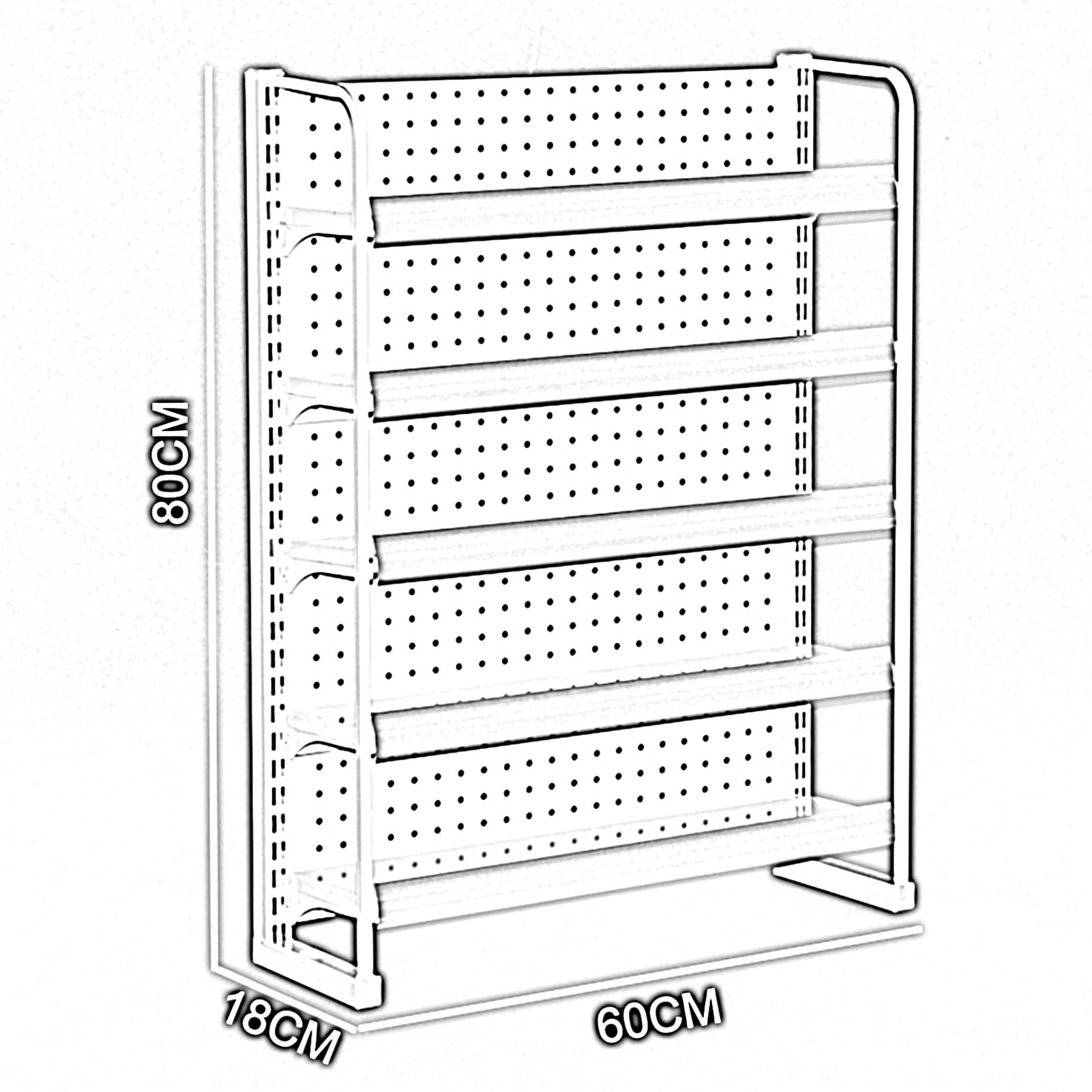 Generico Scaffale a 5 Ripiani per supermercato - Ampio Organizer per Snack con Porta Etichette per Giocattoli, Bevande, Patatine e Frutta - Espositore per Negozi di Alimentari (Bianco)