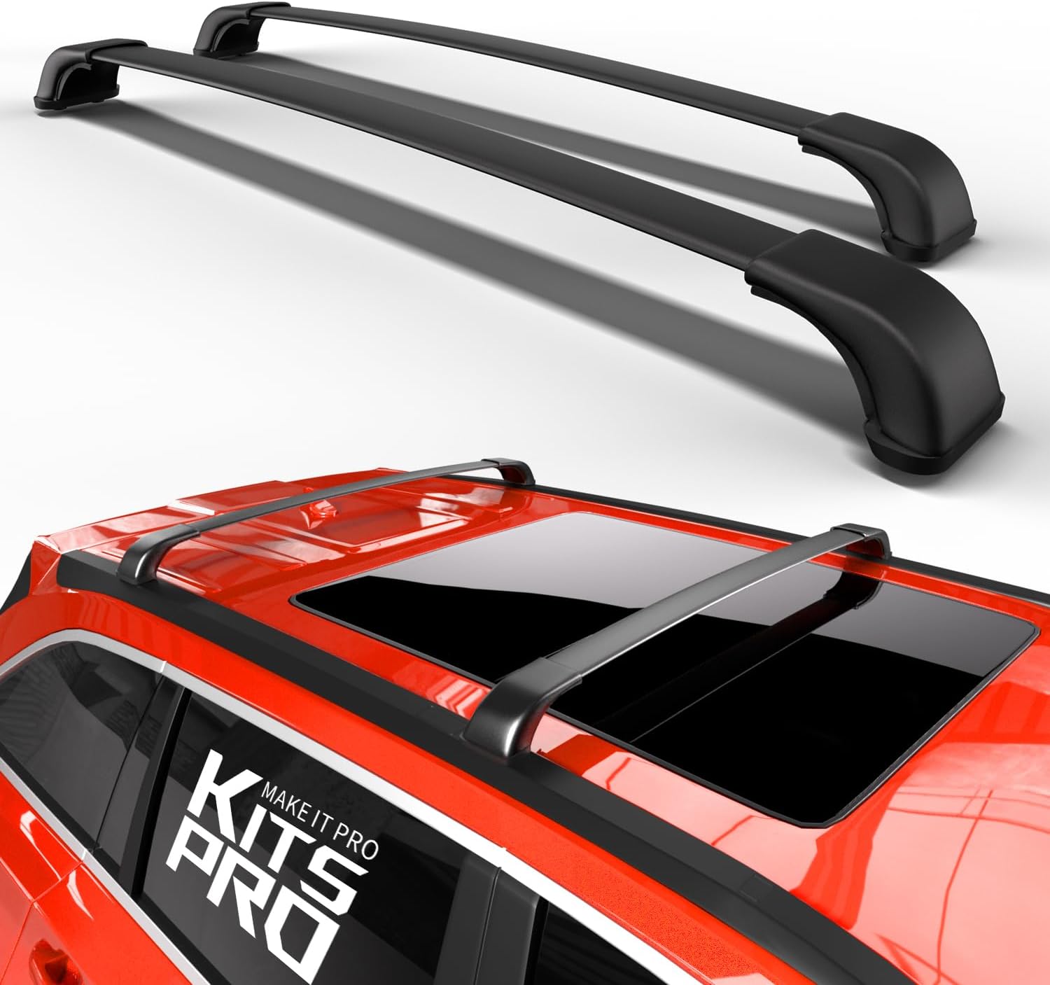 KitsPro 260lb Roof Rack Cross Bars for 2014-2019 Toyota Highlander SE XLE LE Plus Limited, Matte Black Heavy Duty Aluminum Cargo Crossbar