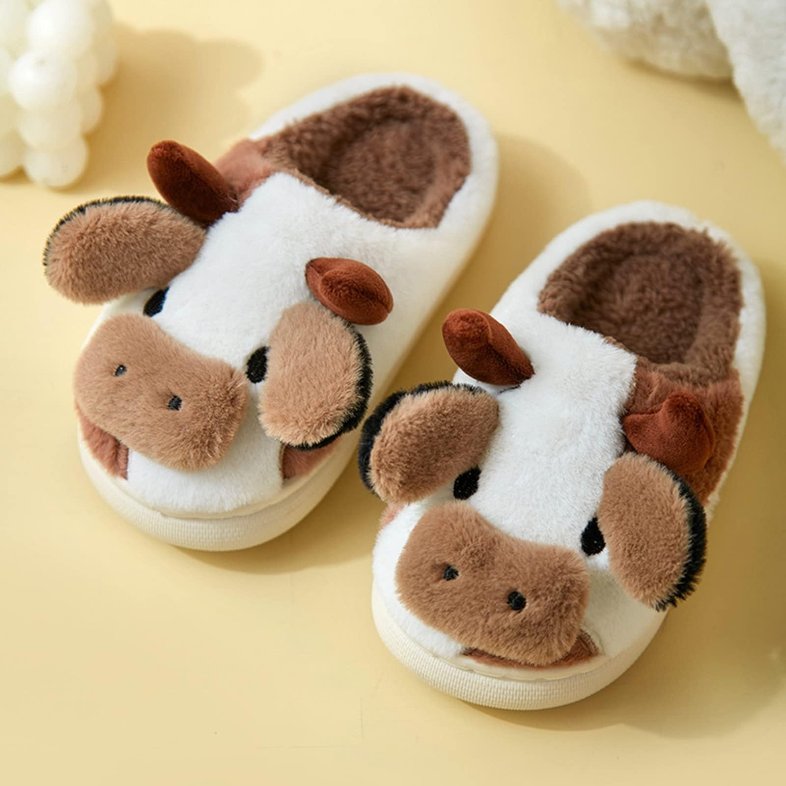 Coswind Pantofole Donna Uomo Invernali Ciabatte di Mucca Caldo with Memory Foam Cartone Animato Sliders Morbido Peluche Interno Esterno Slippers