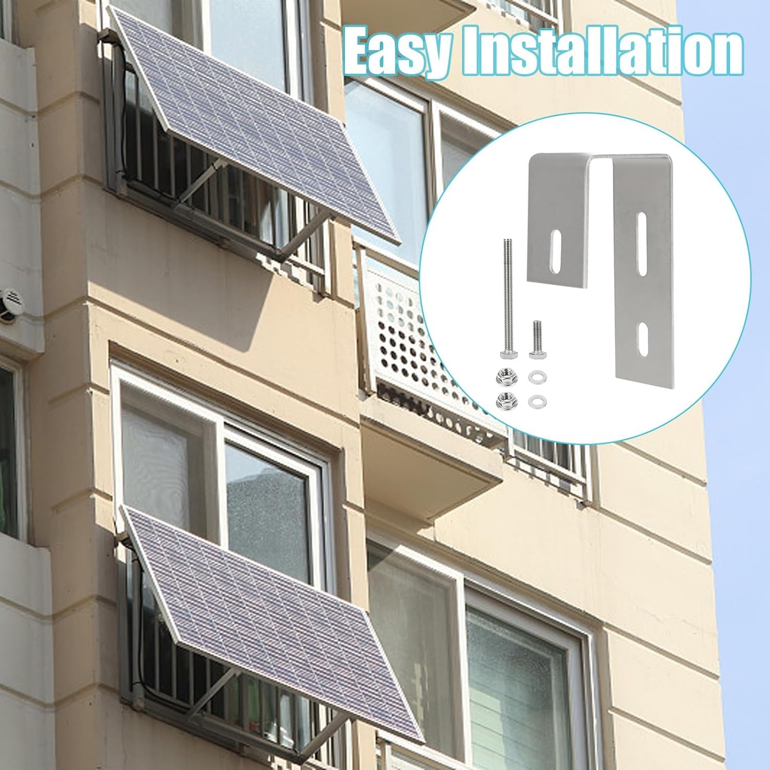 Balkonkraftwerk halterung balkon, Balkonhalterung für solarmodule, aufständerung solarmodul aus Aluminium, halterung balkonkraftwerk, Balkonkraftwerk Befestigung verstellbarem Winkel 0 ° oder 15-30°
