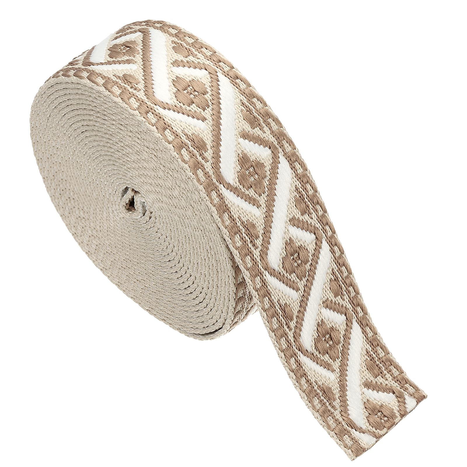 sourcing map 4.75 Yards Cotton Webbing Strap, 2-inch(50mm) Jacquard Webbing Ribbon Embroidery Polyester Webbing Straps Purse Strap Belt for Purse Bag Crafts Clothing, Khaki-Pink