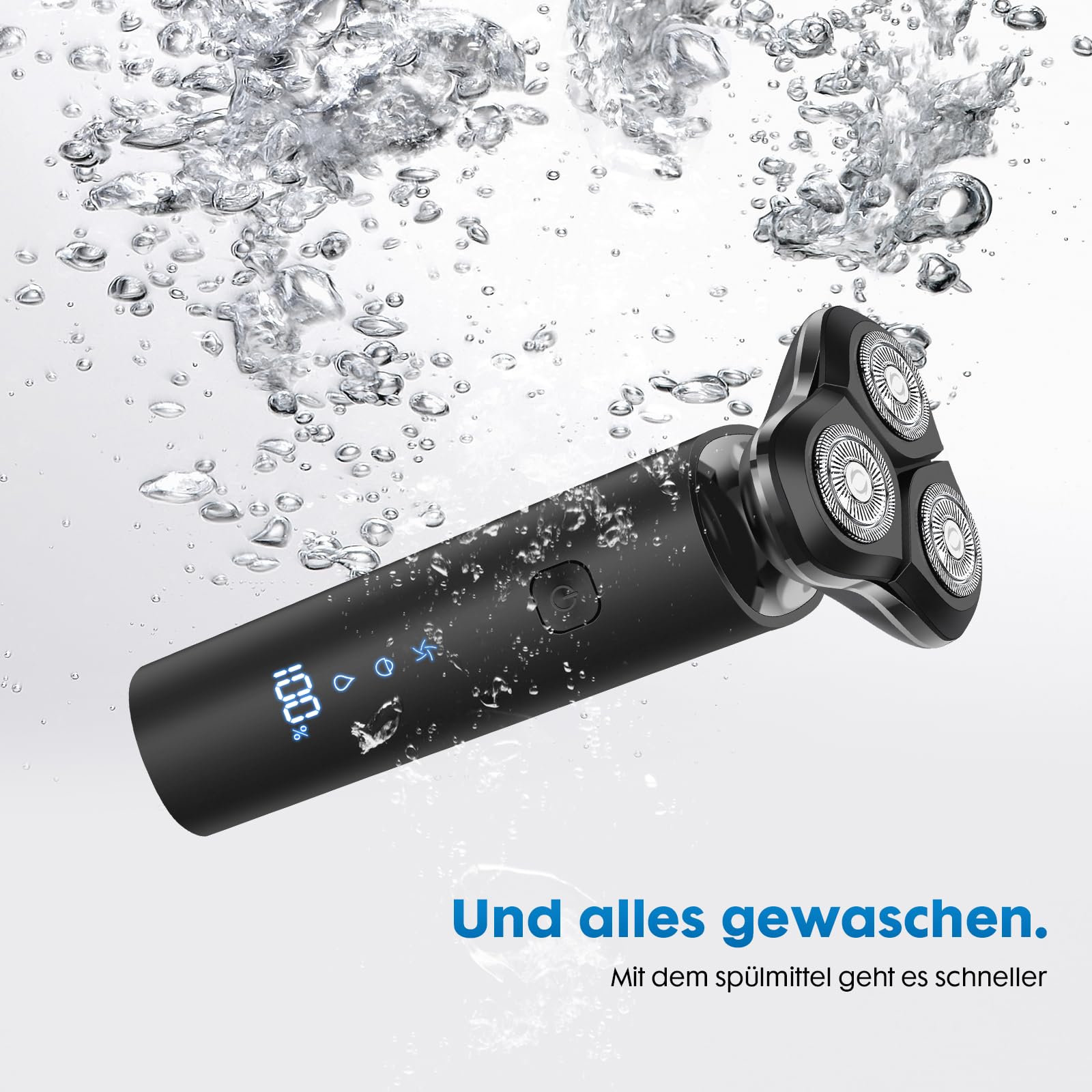 Rasierer Herren Elektrisch, 2026 verbesserter männlicher Bartschneider, wasserdichter Nass- / Trockenrasierer, aufladbarer Elektrorasierer für Männer mit LED-Anzeige, USB-C-Schnelladung