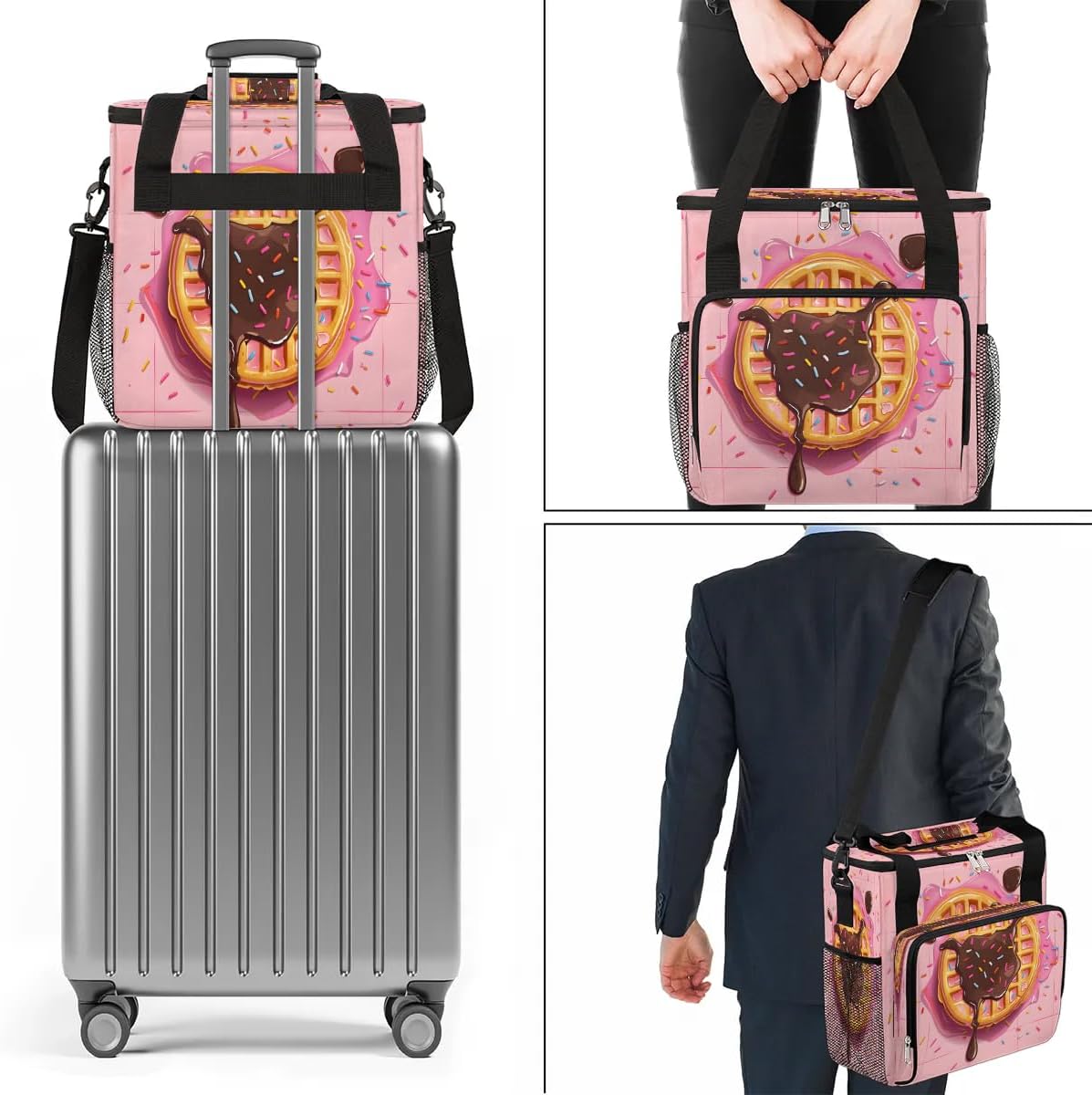 Travel Coffee Maker Carrying Bag Compatible with K-Mini or K-Mini Plus, Waffles Pink Single Cup Coffee Maker Travel Bag Portable Storage Bag with Shoulder Strap