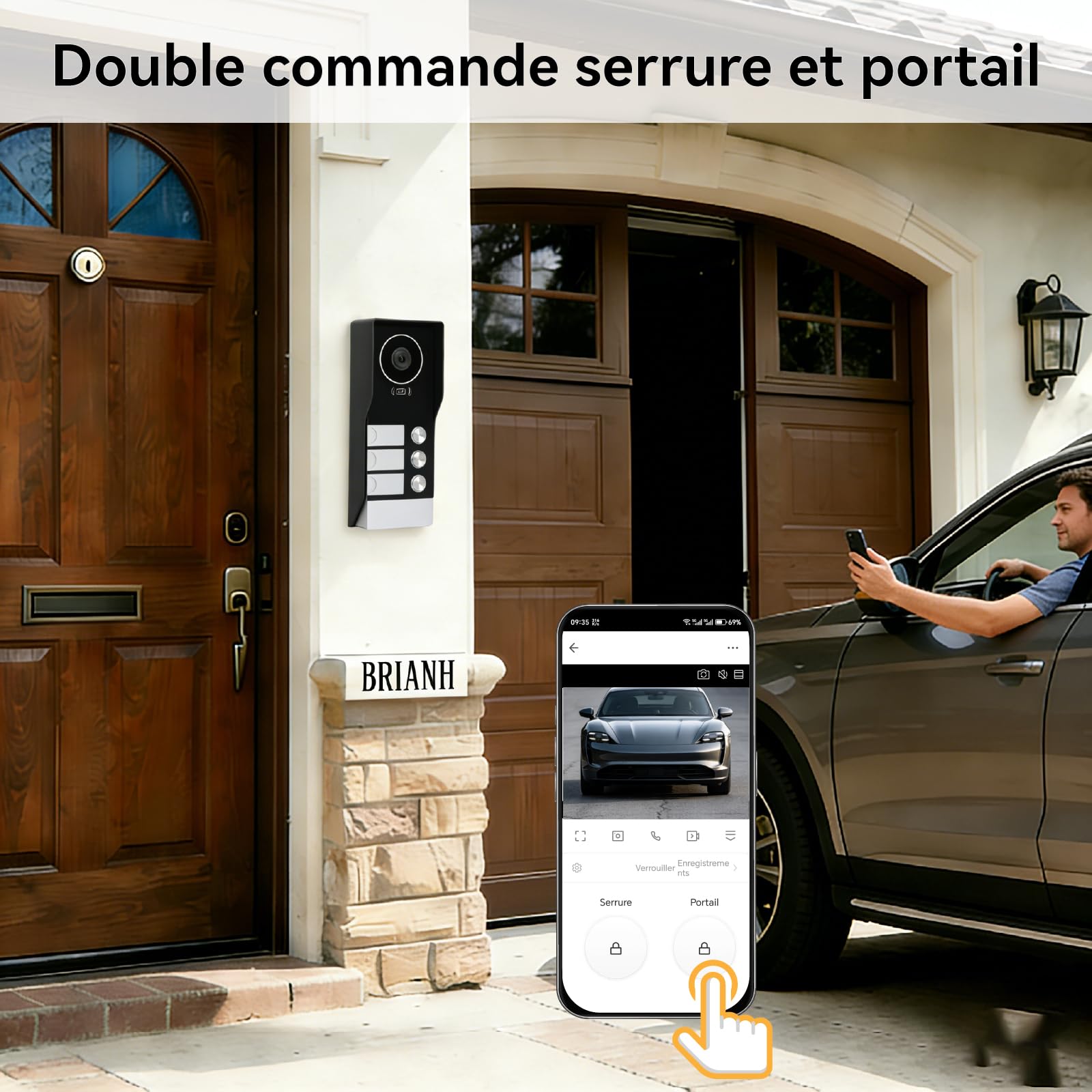 Interphone Vidéo Filaire avec 7 Pouces Moniteur Tactile,Platine de Rue avec Camera,Sonnette Vidéo Extérieur Vision Nocturne, Audio Bidirectionnel, 3-Family Kit