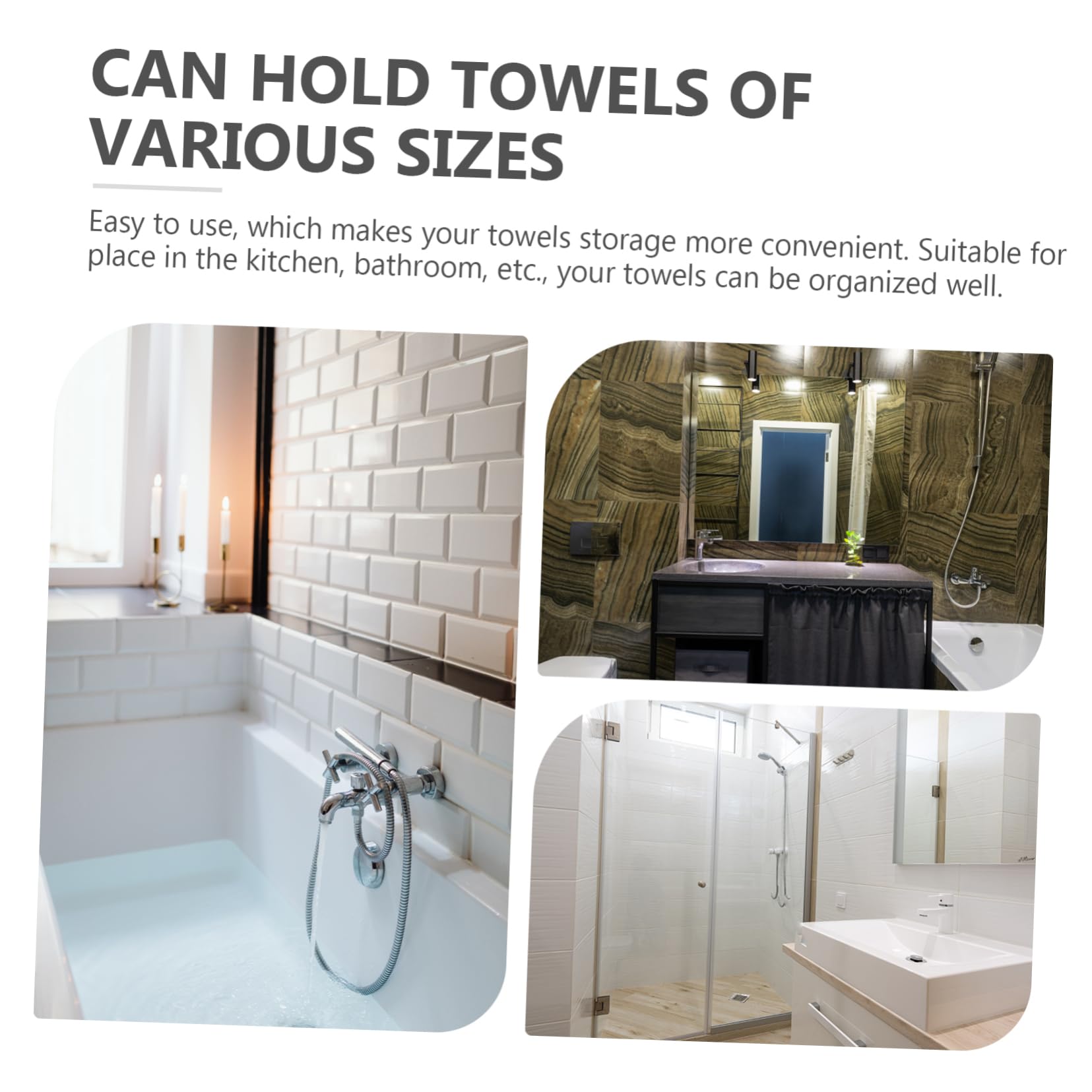Cabilock Toallero de Baño Vertical de Acero Inoxidable Negro para Baño | Base Estable, sin Perforación, Admite Toallas de Varios Tamaños, Uso Diario en Hogar