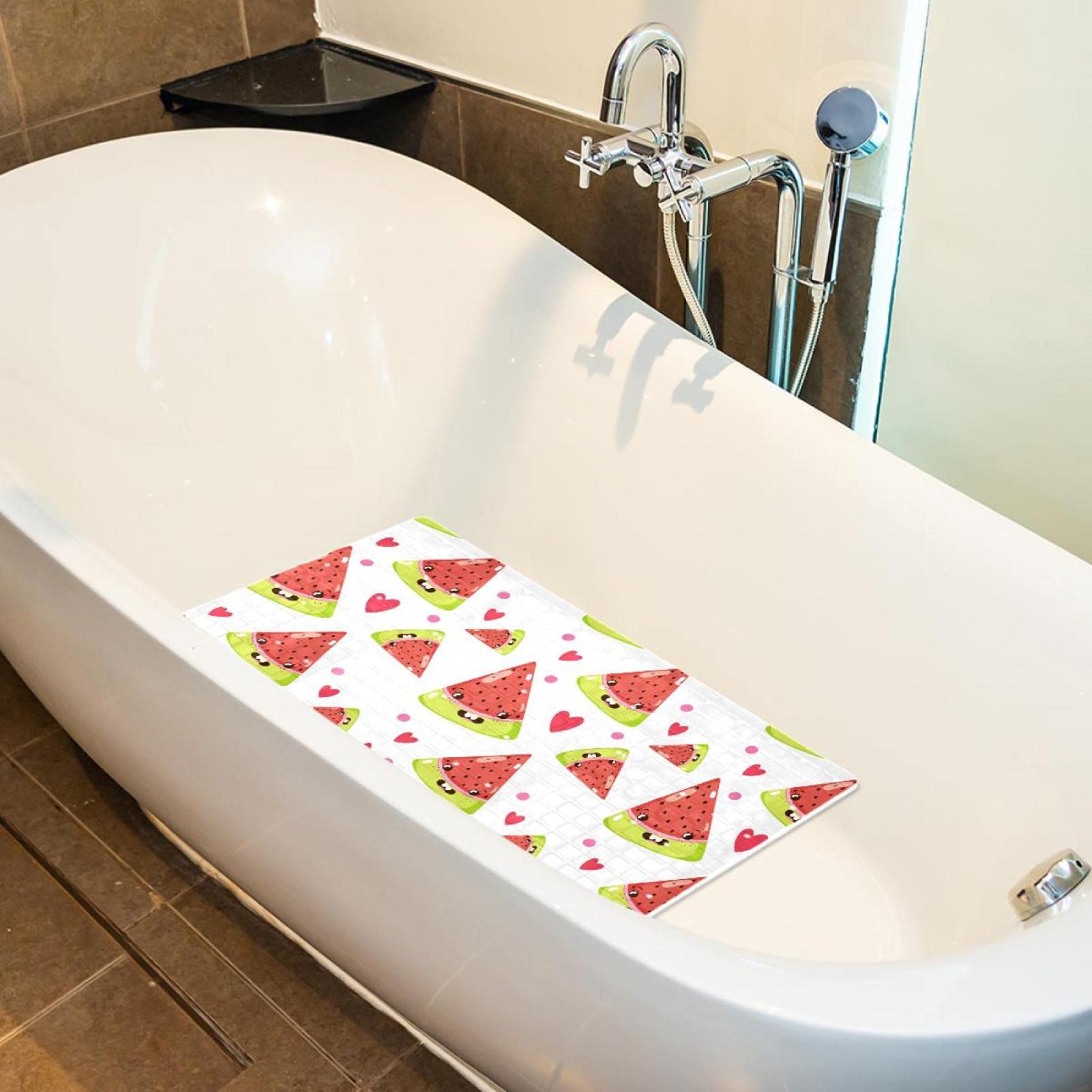Badematte für Kinder, Motiv: niedliche Früchte, Cartoon-Wassermelone, rutschfeste Badewannenmatte, Duschmatte für Babys, Kleinkinder, Kinder, maschinenwaschbar, 40 x 70 cm
