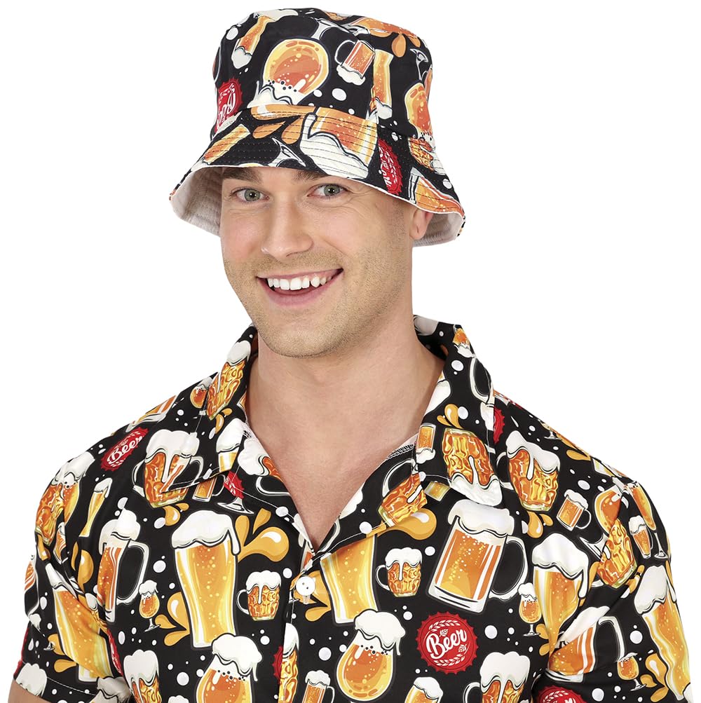 FIESTAS GUIRCA | Beer Hat for Parties (One Size) - Fun Accessory for Stag Parties and St. Patrick's Day - Ideal for Beer Parties - Unisex Adult - Yellow Black