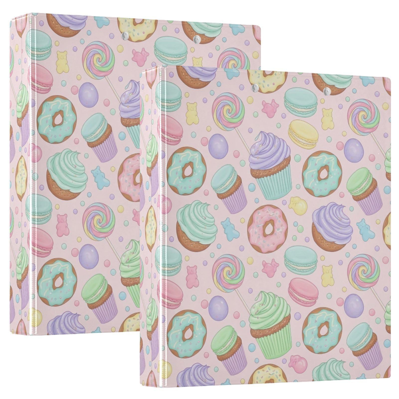 Carpeta colorida de tres anillos pastel, carpeta de anillos en D, paquete de 2 | Con portapapeles y bolsillos, para escuela, universidad, oficina