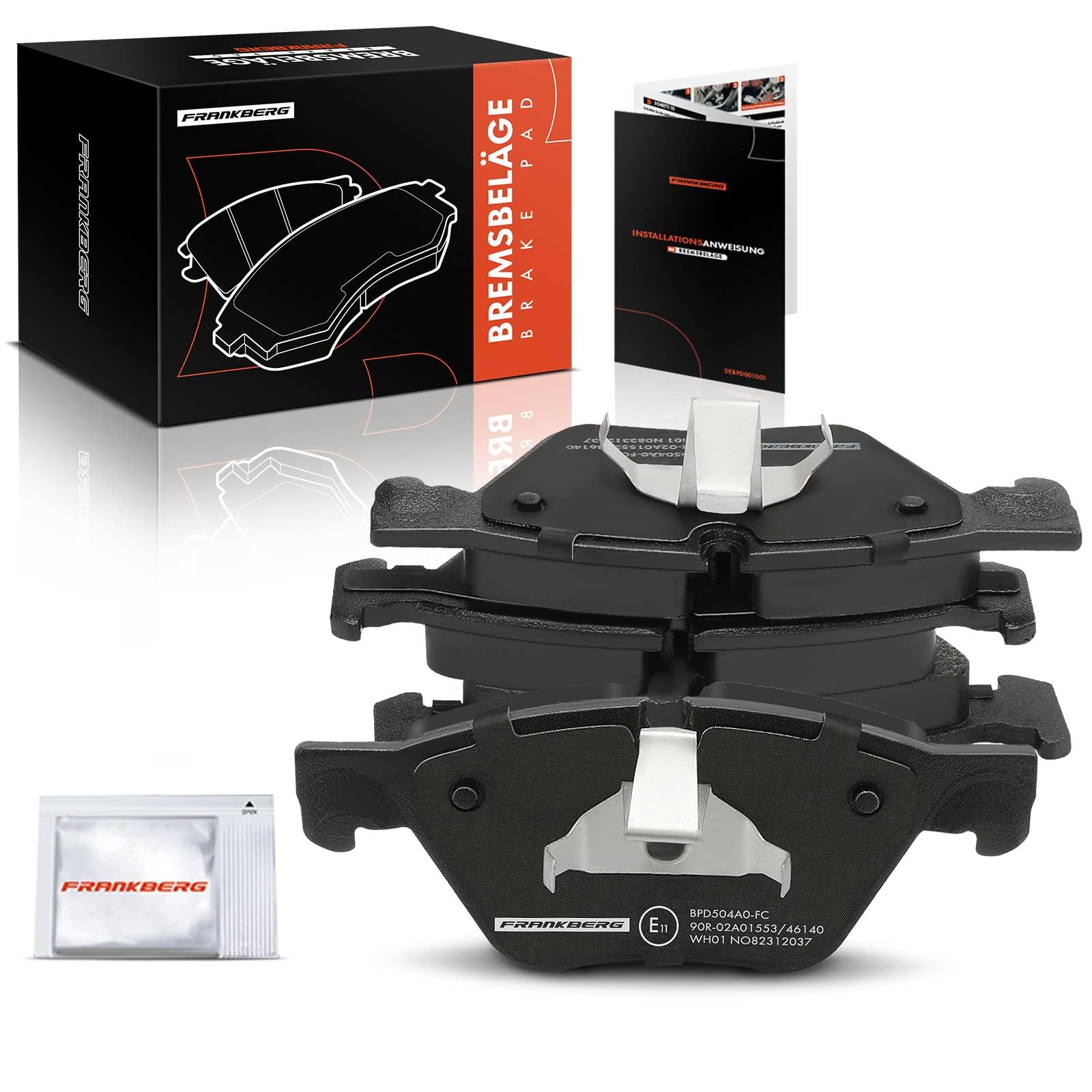 Frankberg 4 pastillas de freno delanteras compatibles con 5er F10 F18 518-530 1.6L-3.0L 2009-2016 5er Touring F11 518-528 2.0L-3.0L 2009-2017 Replace# 3411679684444