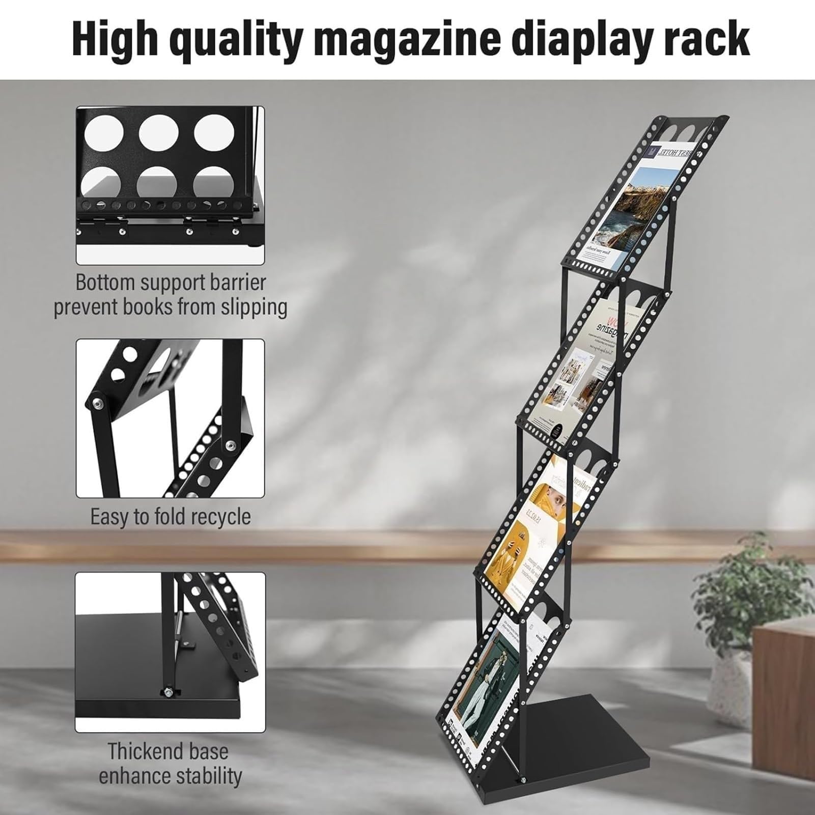 Estantería Plegable, Expositor De Catálogos, Soporte Para Revistas Y Folletos A4, Organizador De Suelo Ajustable Para Libros Y Literatura, Con Bolsa De Transporte, Para Oficina Y Ferias