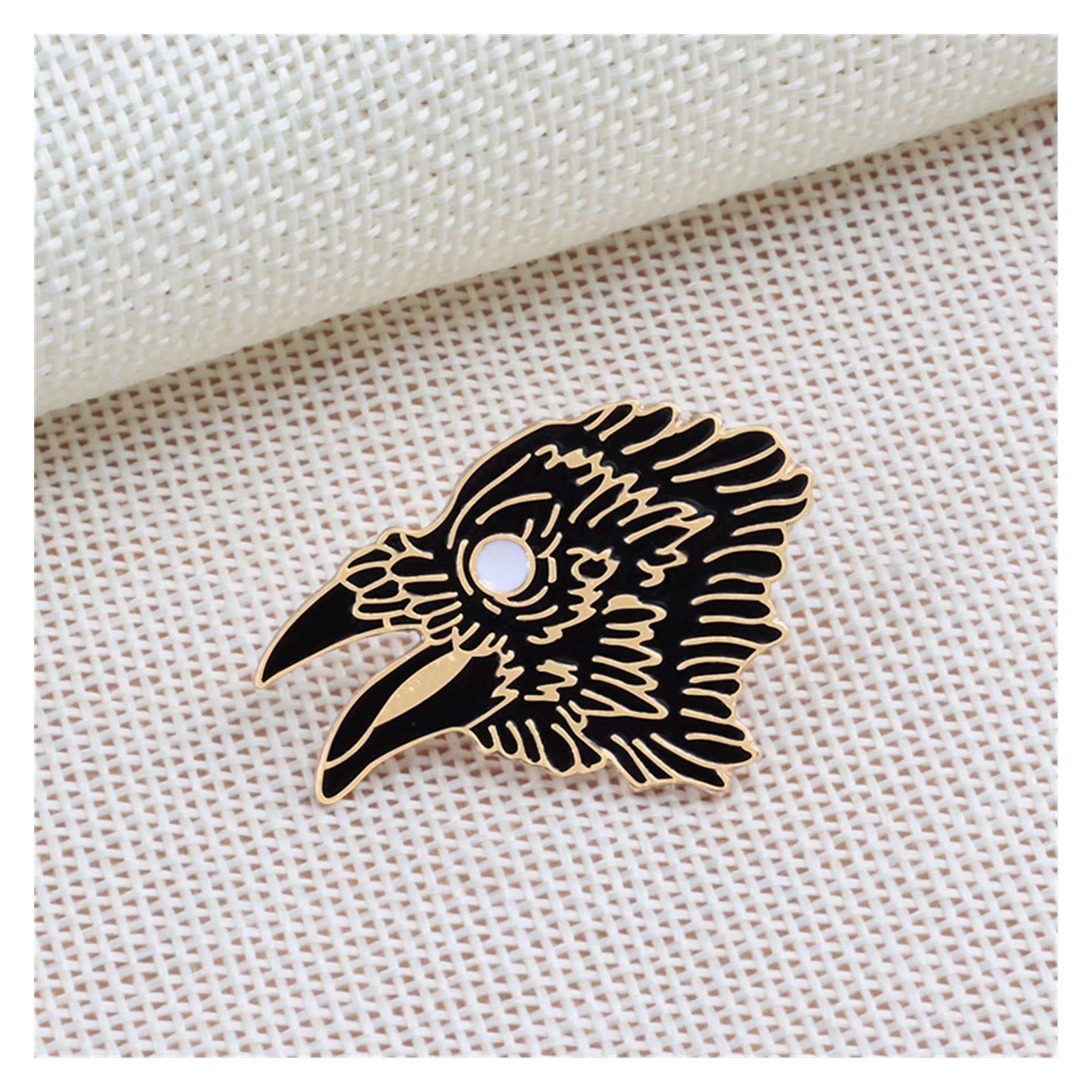 RWRAPS Brosche Punk Coole Emaille Pins Magic Hat Eagle Kinokarte Rock Hand Crane Skeleton Broschen Dark Black Badge Gothic Schmuck (Metallfarbe: Crane) ()
