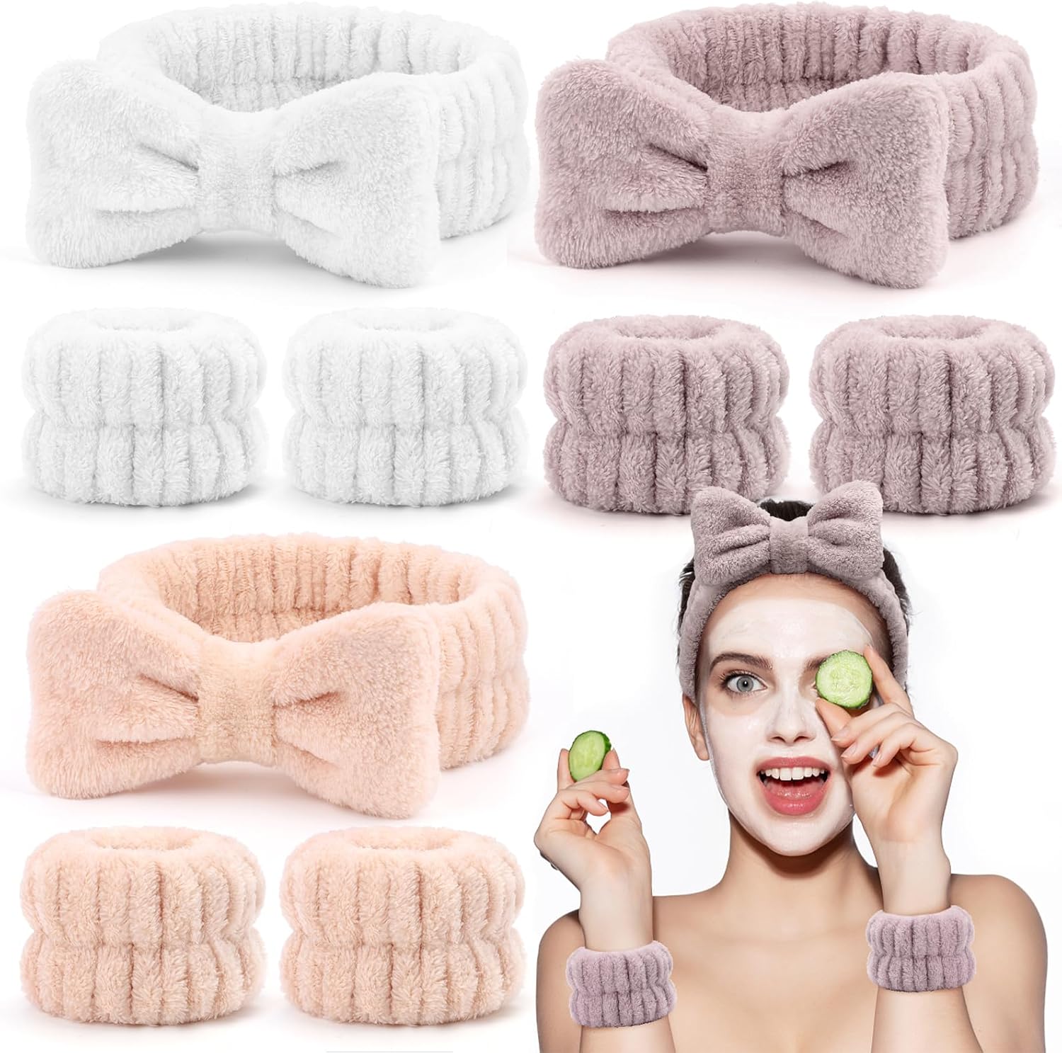 EIMMBD Wrist Towels for Washing Face, Microfiber Face Washing Wristbands Makeup Headband Spa Wash Towel Band Absorbent Wrist Sweatband for Women