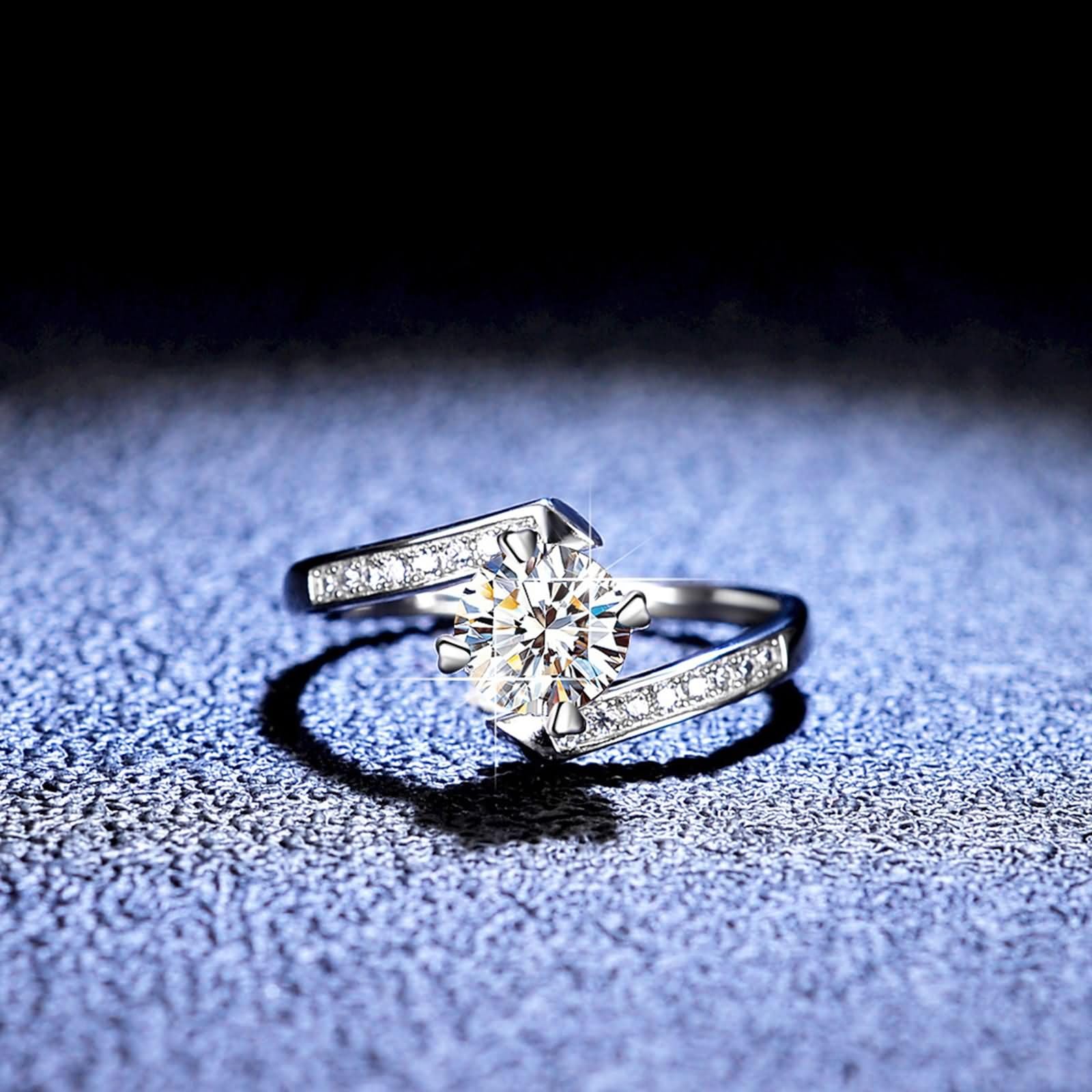 Anillo de oro de 18 quilates para mujer, anillo solitario de garra de moissanita, anillos de boda y compromiso para ella, oro blanco de 9 quilates, 14 quilates y 18 quilates, talla H 1/2-V 1/2