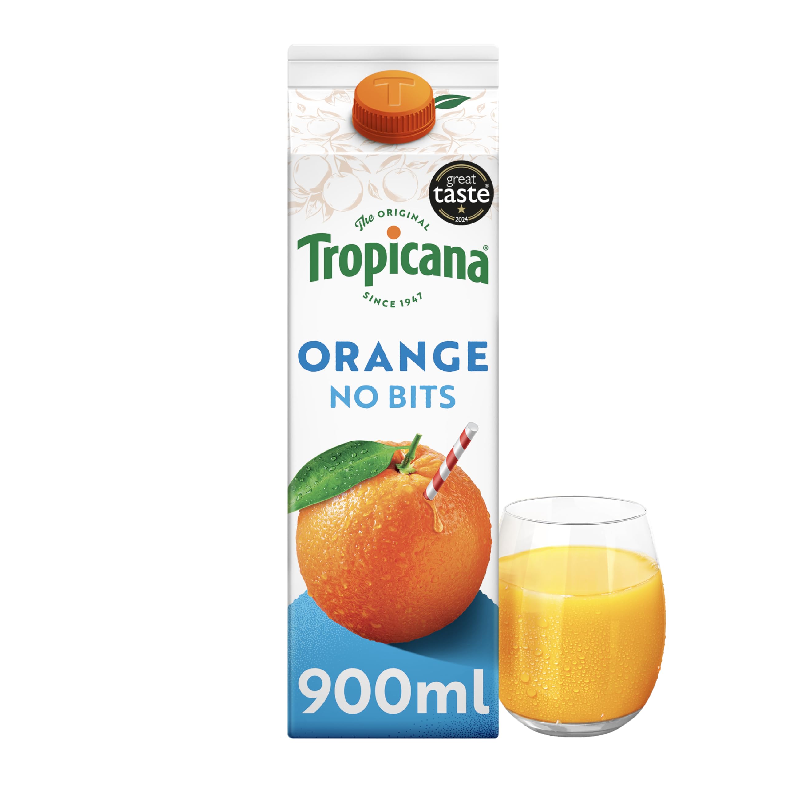 Tropicana - Smooth Orange Fruit Juice - 100% Pressed Pure Orange Juice, No Added Sugar - Rich in Vitamin C - Squeezed, Hand Picked - Soft Drinks - 900ml